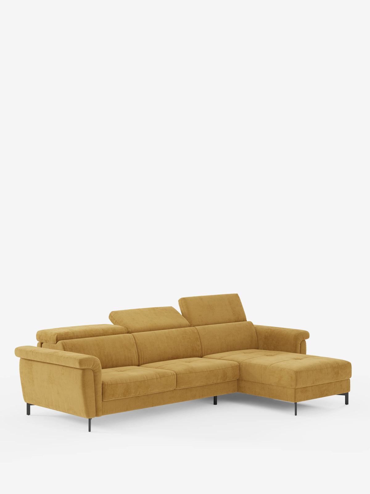 Capri sofá cama esquinero con chaise longue con canapé y reposacabezas reclinables -en tejido antimanchas elegante T30