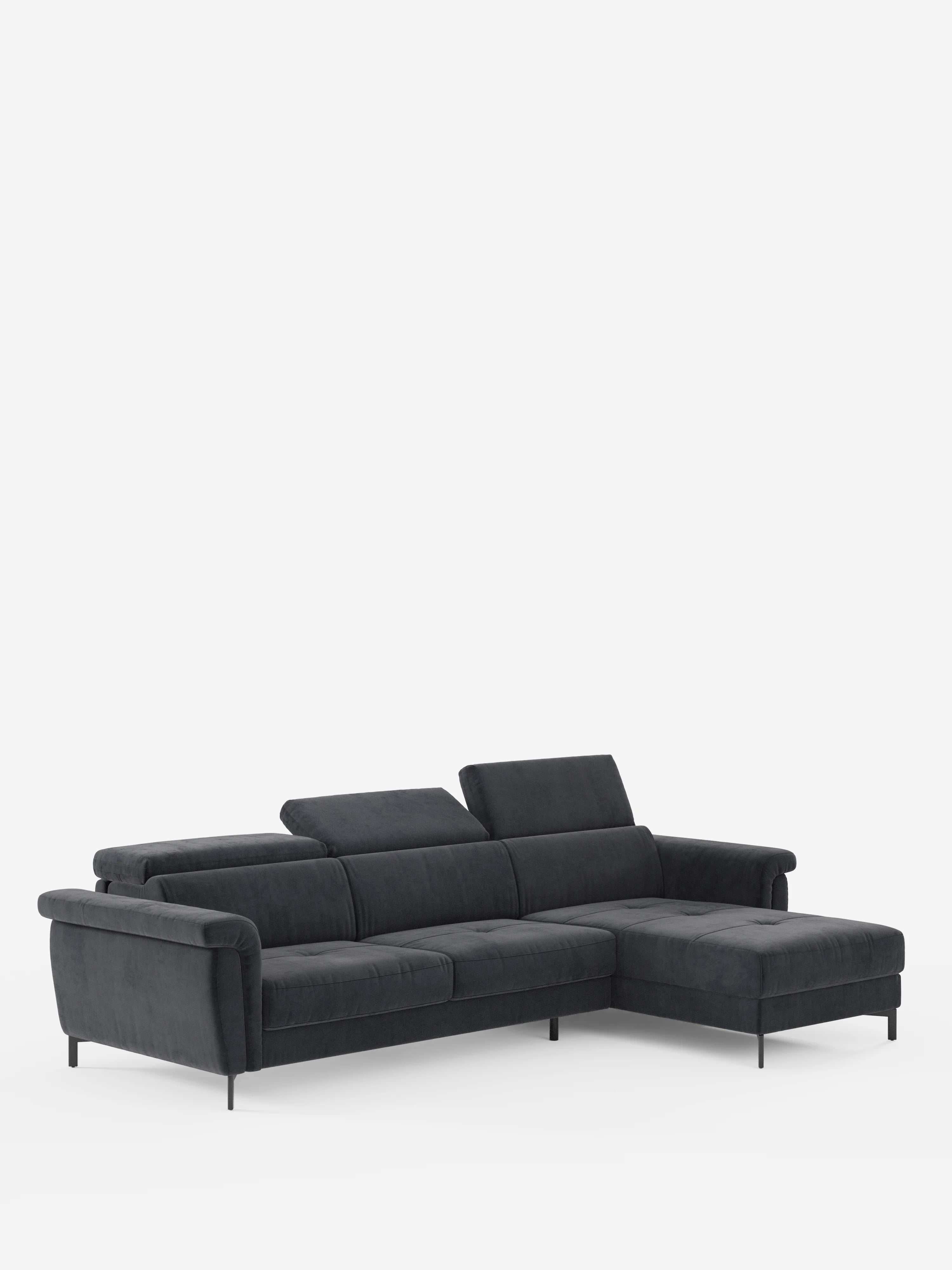 Capri sofá cama esquinero con chaise longue con canapé y reposacabezas reclinables -en tejido antimanchas elegante T30