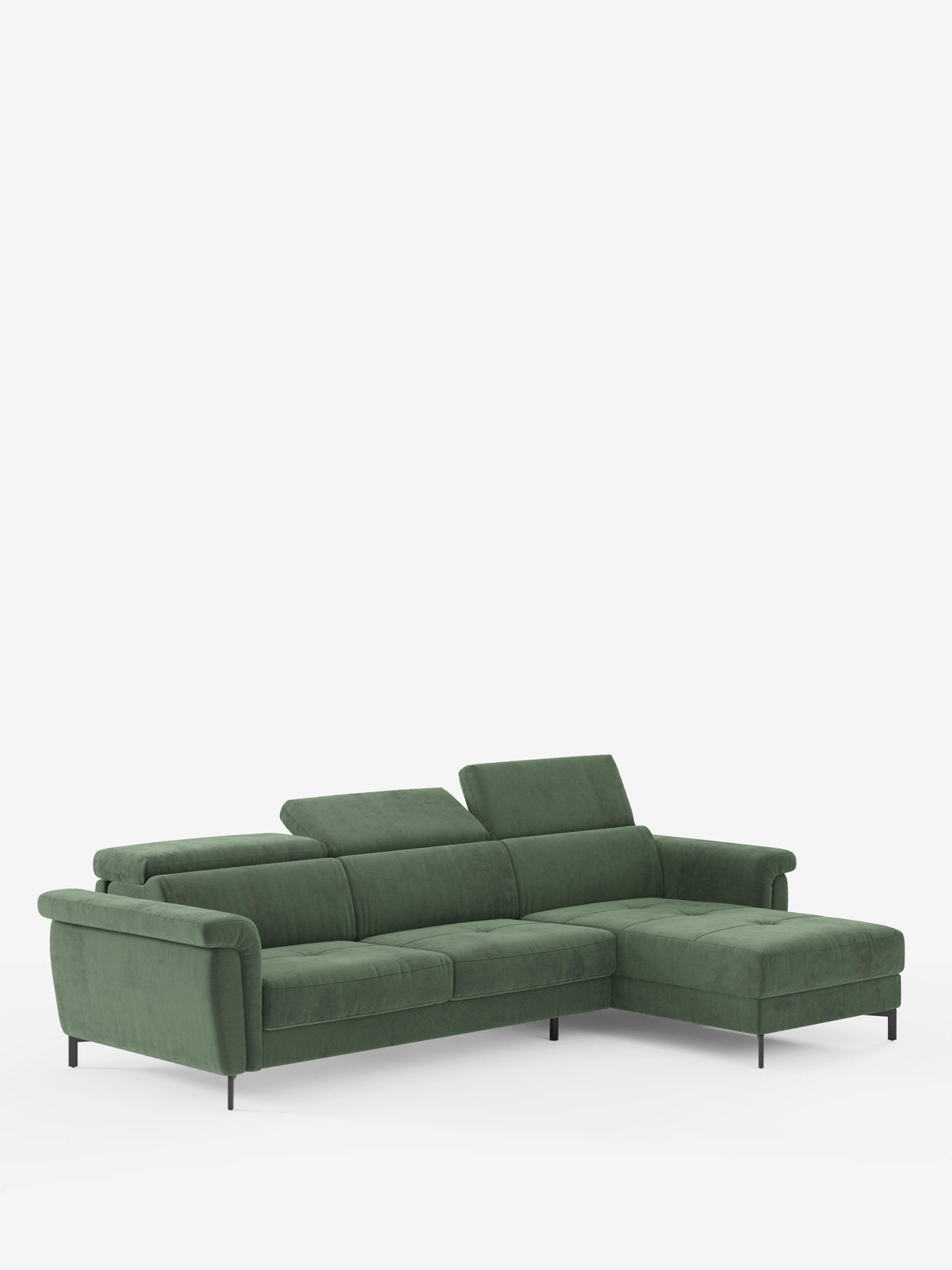Capri sofá cama esquinero con chaise longue con canapé y reposacabezas reclinables -en tejido antimanchas elegante T30