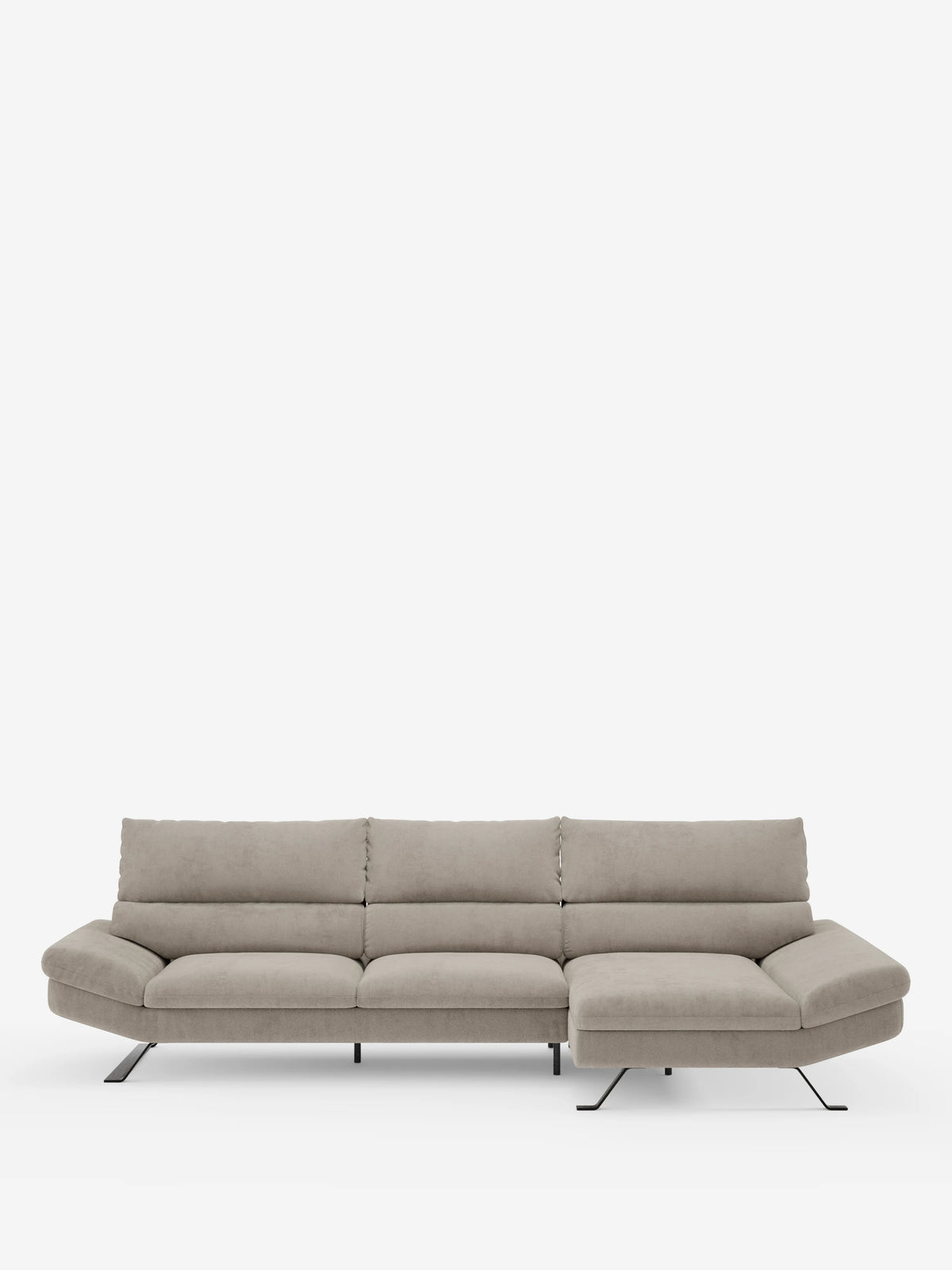 Eclipse corner sofa with chaise longue and sliding backrests in stain-resistant technical microfiber T11