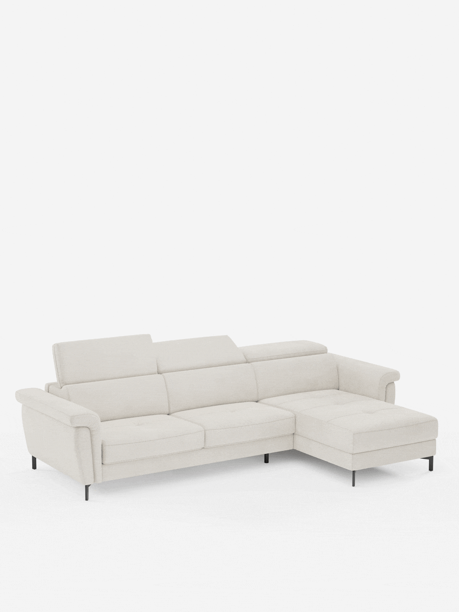 Capri sofá cama esquinero con chaise longue con canapé y reposacabezas reclinables -en tejido antimanchas elegante T30