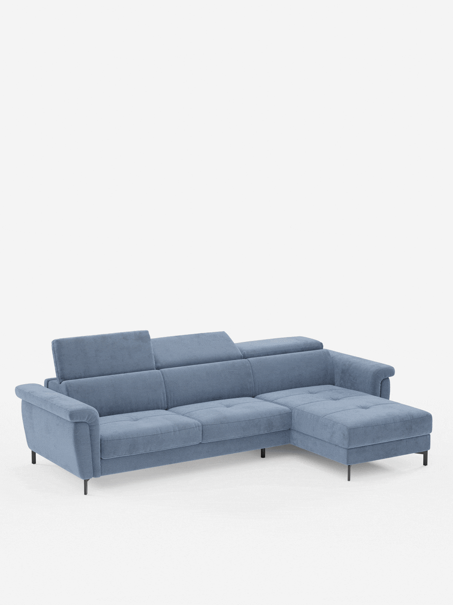 Capri sofá cama esquinero con chaise longue con canapé y reposacabezas reclinables -en tejido antimanchas elegante T30