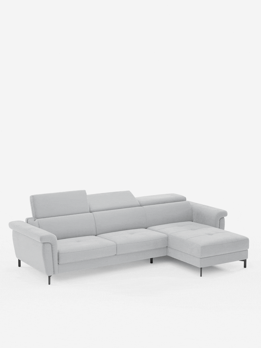 Capri sofá cama esquinero con chaise longue con canapé y reposacabezas reclinables -en tejido antimanchas elegante T30