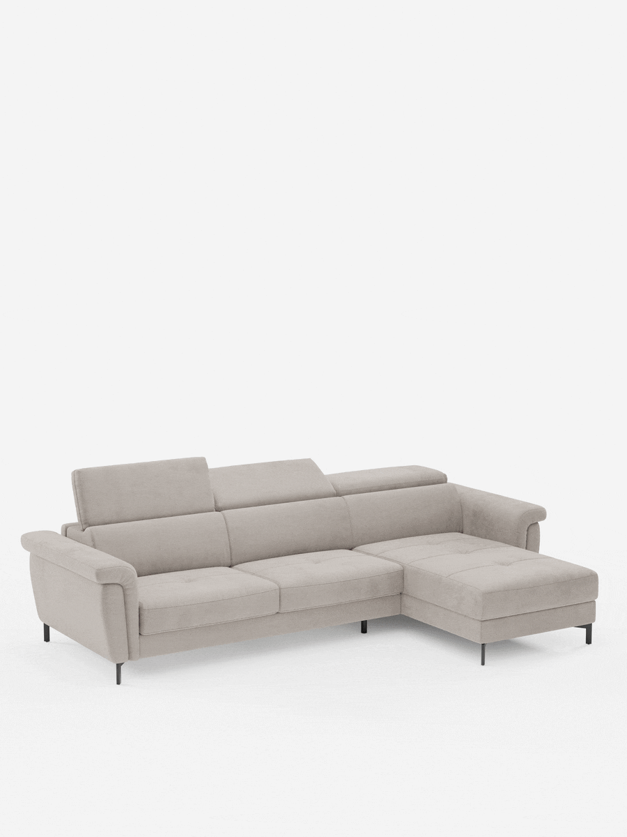 Capri sofá cama esquinero con chaise longue con canapé y reposacabezas reclinables -en tejido antimanchas elegante T30