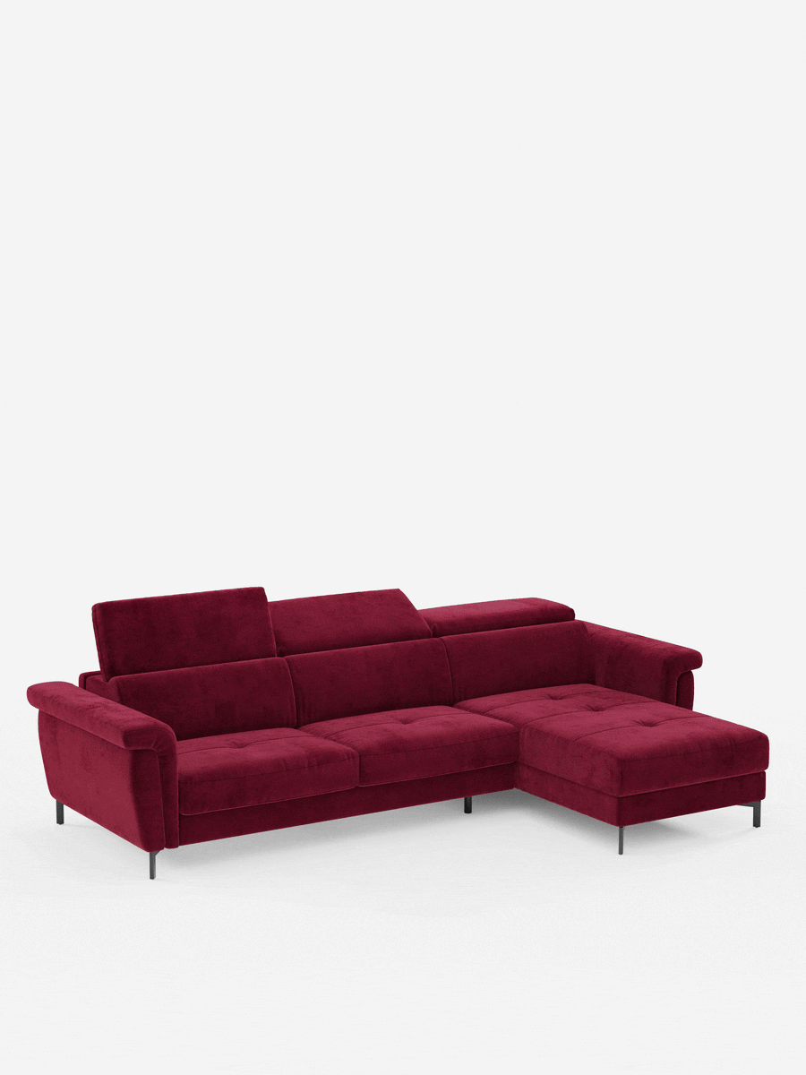 Capri sofá cama esquinero con chaise longue con canapé y reposacabezas reclinables -en tejido antimanchas elegante T30