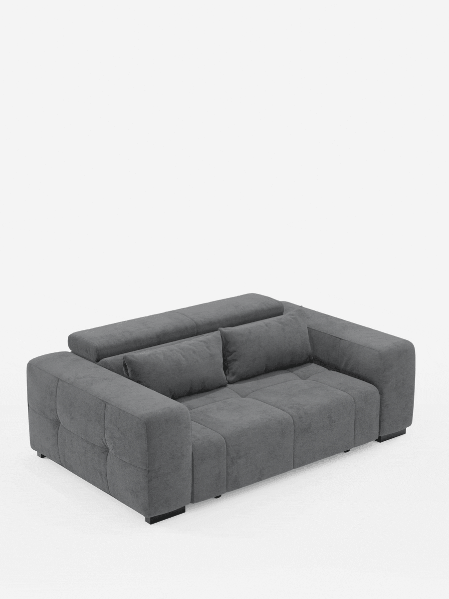 Monarch Sofá con relax eléctrico para alargar los asientos y reposacabezas reclinable en tejido suave antimanchas T31