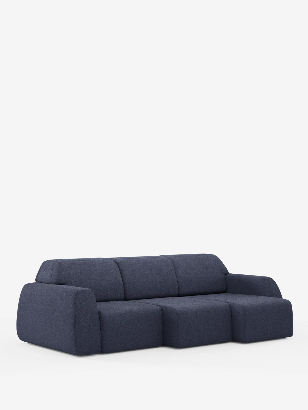 Vi presentiamo il divano Orbit con 3 sedute scorrevoli e allungabili di divitt.sbs: un moderno divano componibile blu navy dotato di tre ampie sedute scorrevoli e allungabili, braccioli arrotondati e una chaise longue sul lato destro. Questo divano a 4 posti (divano 4 posti) presenta un design elegante e minimalista con rivestimento in tessuto effetto cotone smacchiabile T33, completamente sfoderabile per una pulizia senza sforzo. Le sedute scorrevoli indipendenti offrono maggiore versatilità e comfort,