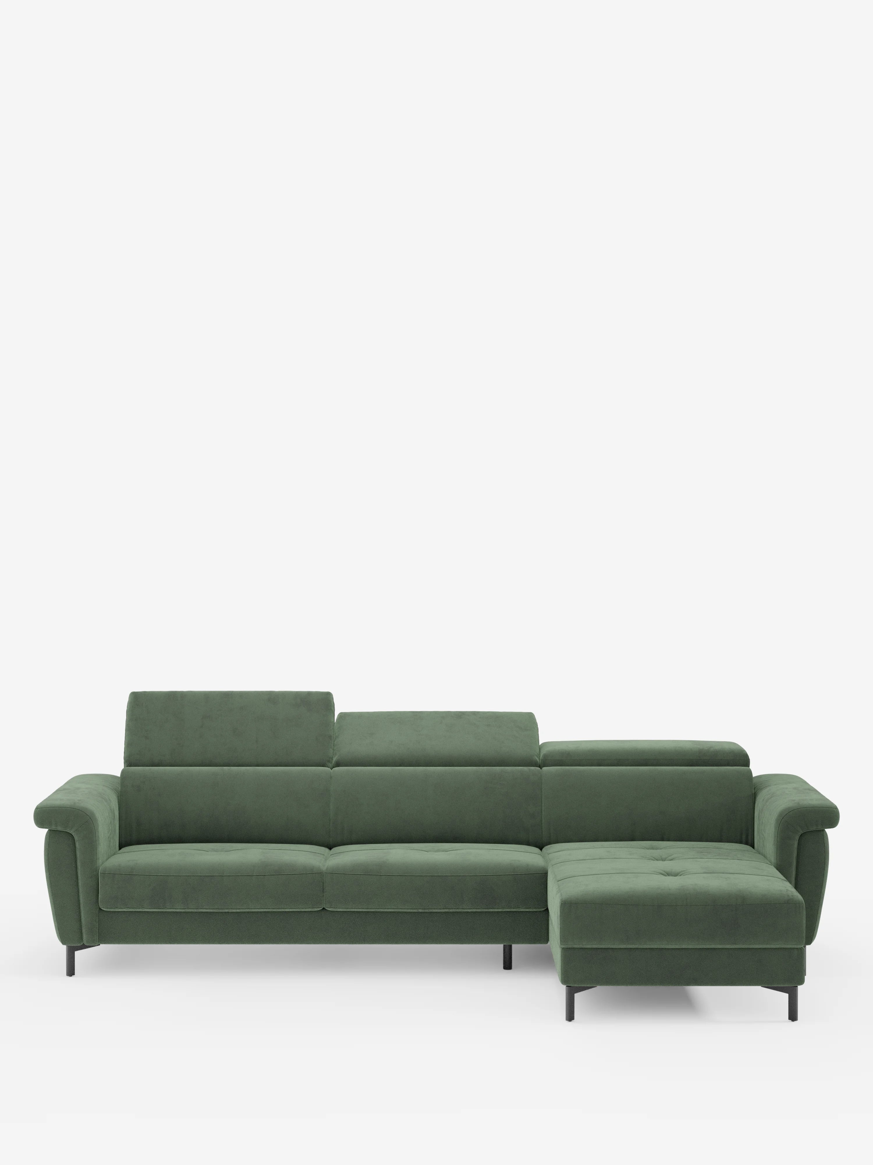 Capri sofá cama esquinero con chaise longue con canapé y reposacabezas reclinables -en tejido antimanchas elegante T30