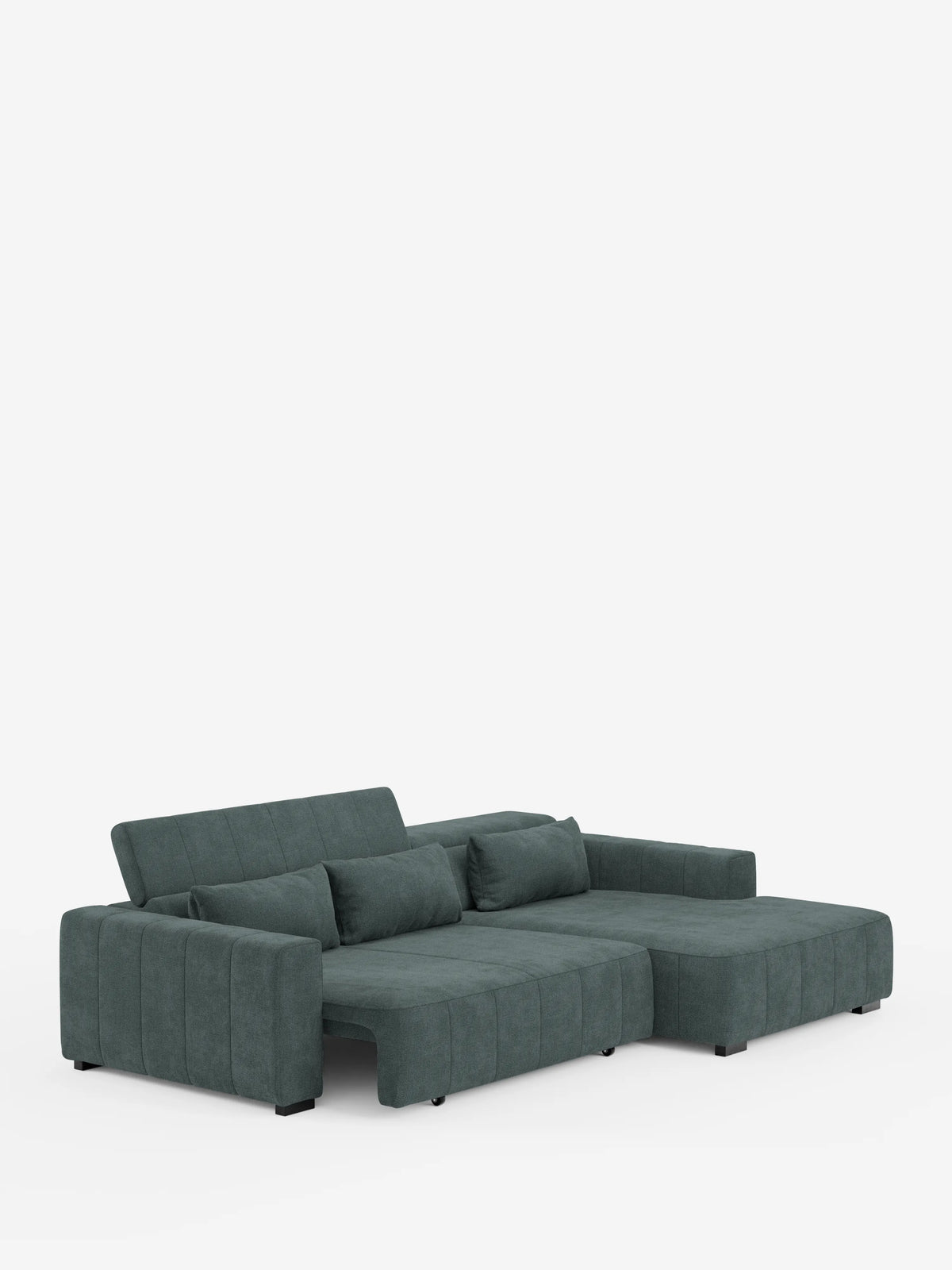 Doric Sofá esquinero con chaise longue y asientos extensibles con relax eléctrico - reposacabezas reclinables en tejido antimanchas T23