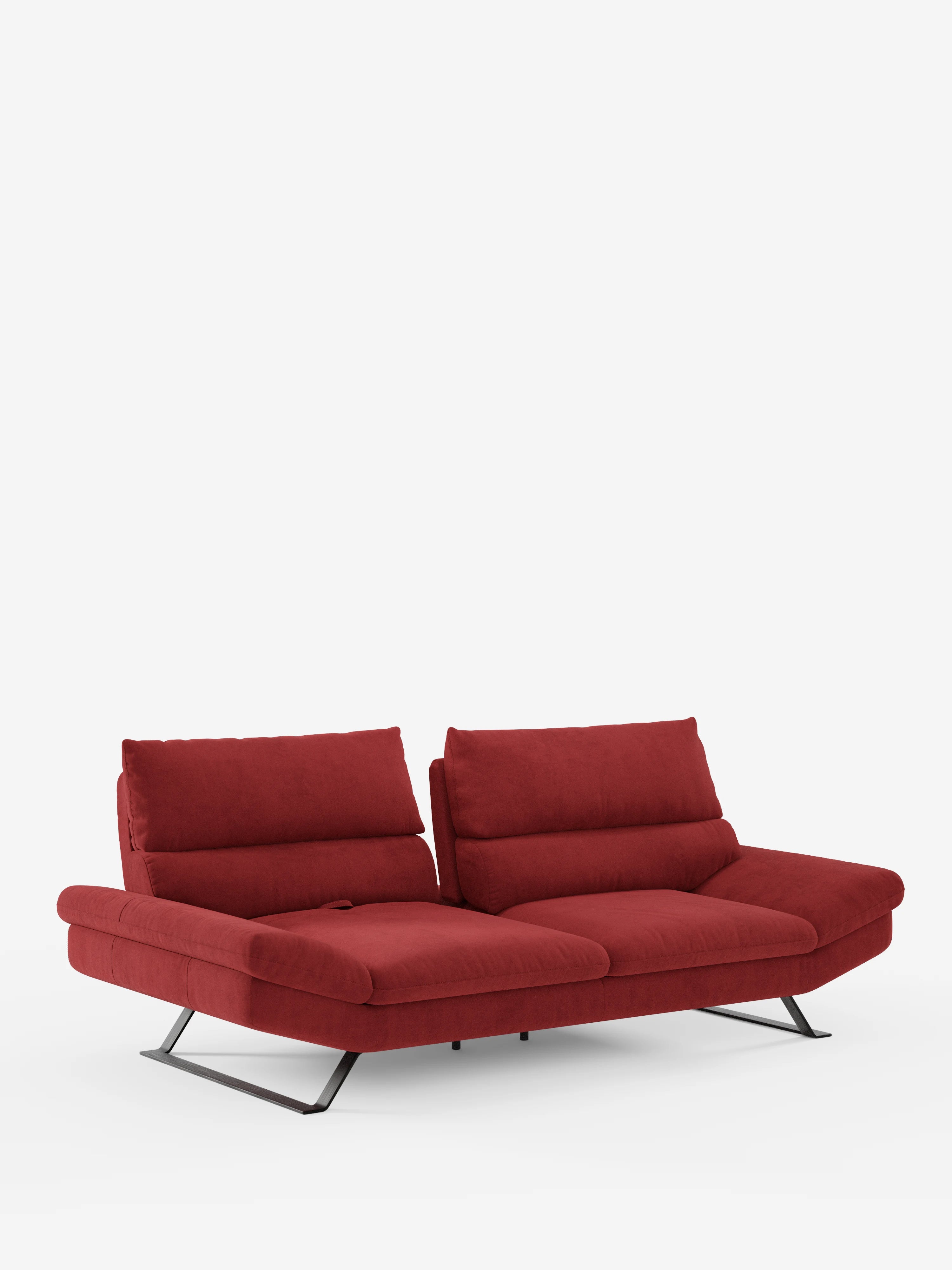 Vi presentiamo Eclipse Divano di divitt.sbs: un divano moderno disponibile nelle versioni a 2 e 3 posti, caratterizzato da sedute ampie e morbide e da innovativi schienali traslanti per un comfort personalizzabile. Poggiato su gambe alte e inclinate in metallo nero, questo divano contemporaneo è rivestito con l’elegante tessuto in microfibra T11 resistente alle macchie. Fotografato su uno sfondo bianco liscio, Eclipse mette in risalto il suo design slanciato e la sua texture lussuosa.