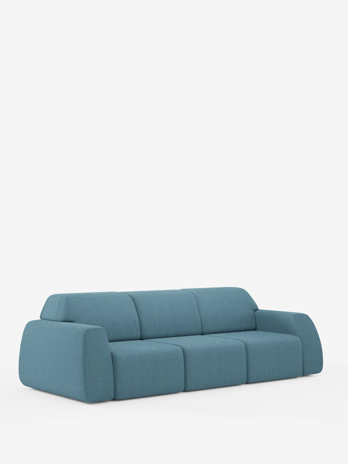 Scopri il minimalismo moderno con il divano Orbit con 3 sedute scorrevoli e allungabili in tessuto effetto cotone smacchiabile T33 di divitt.sbs. Questo divano color verde acqua, caratterizzato da bordi arrotondati e da uno schienale basso, spicca su uno sfondo bianco a tinta unita. Progettato con tre sedute scorrevoli ed estensibili e senza gambe a vista, presenta una silhouette elegante e solida con un tocco delicatamente retrò. L’intera struttura è completamente sfoderabile per facilitare la pulizia e