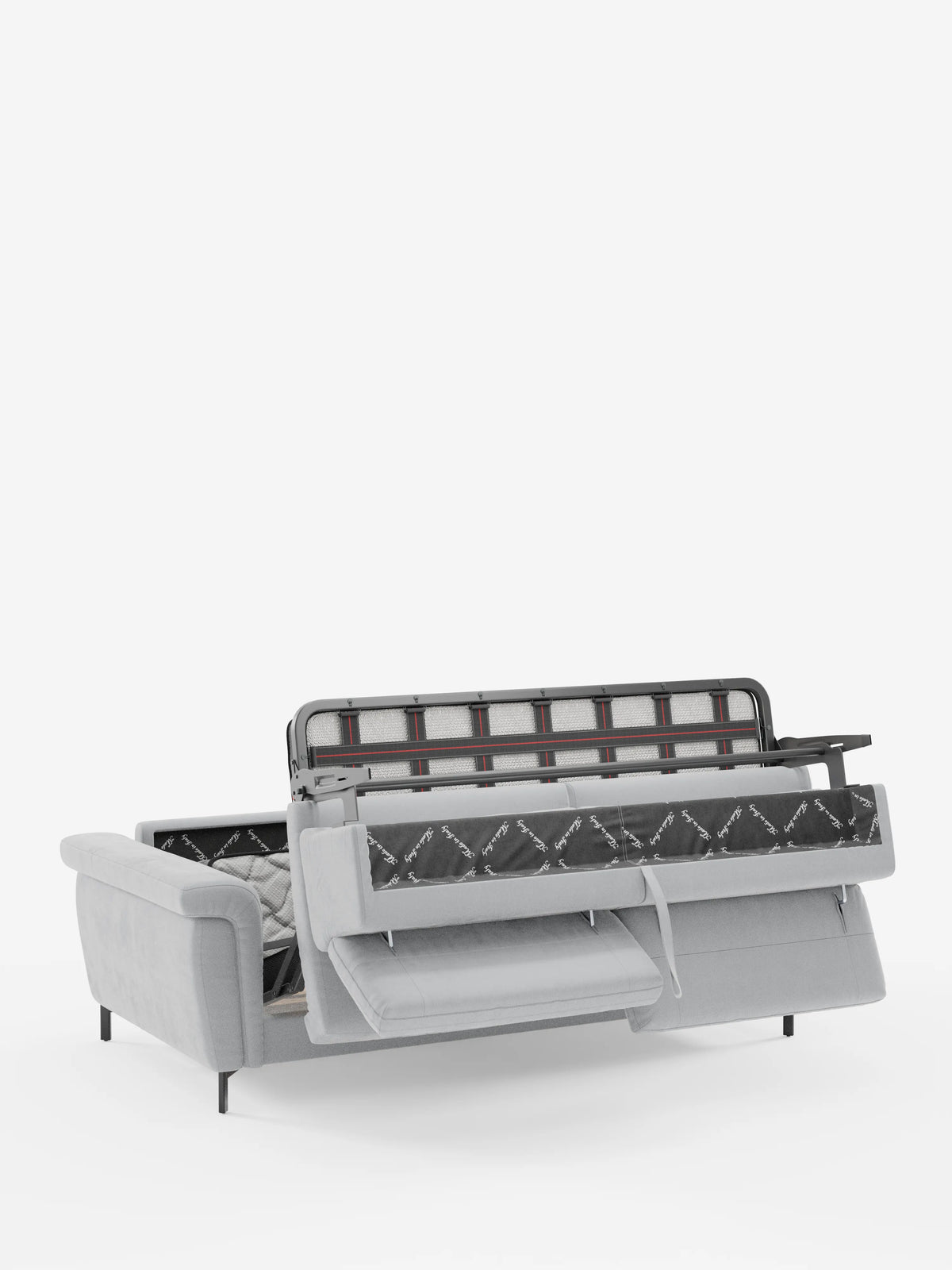 Capri – Design-Schlafsofa mit hohen Füßen – verstellbare Kopfstützen aus edlem, fleckenabweisendem Stoff in Samtstoff T30