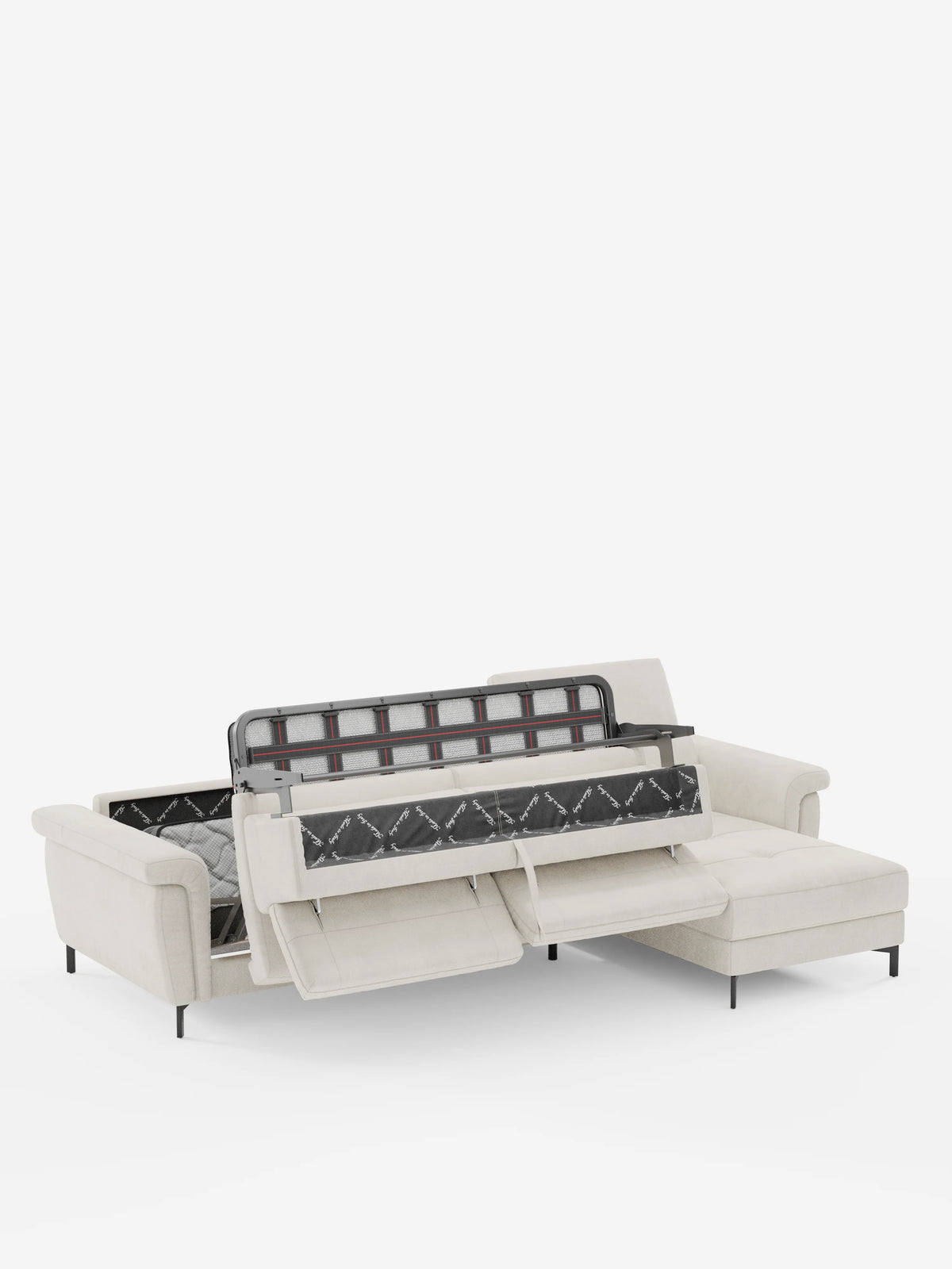 Capri sofá cama esquinero con chaise longue con canapé y reposacabezas reclinables -en tejido antimanchas elegante T30