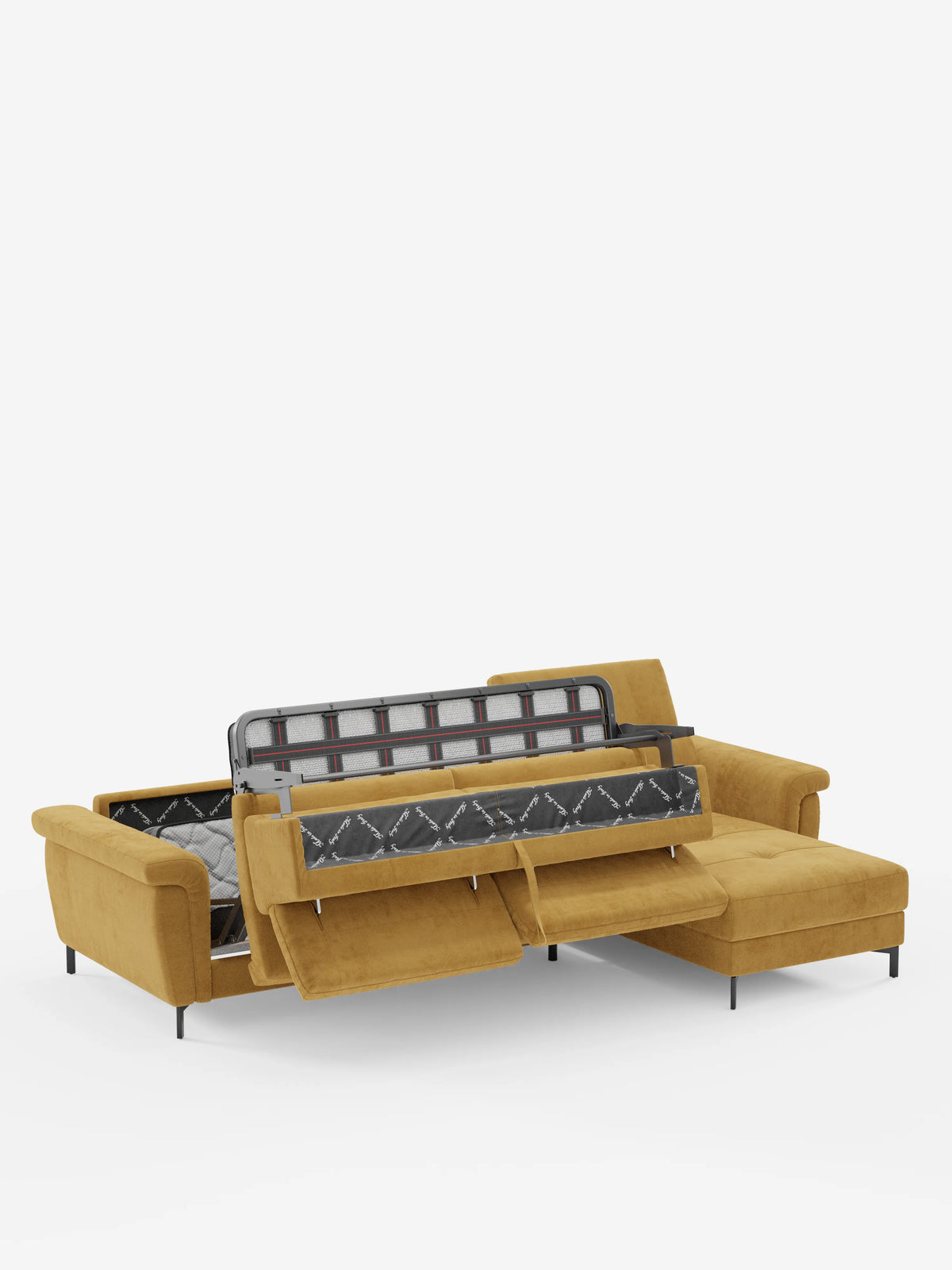 Capri sofá cama esquinero con chaise longue con canapé y reposacabezas reclinables -en tejido antimanchas elegante T30