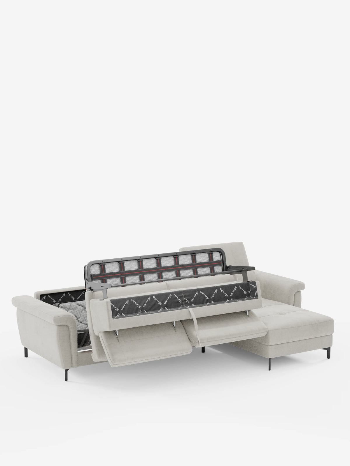 Capri sofá cama esquinero con chaise longue con canapé y reposacabezas reclinables -en tejido antimanchas elegante T30
