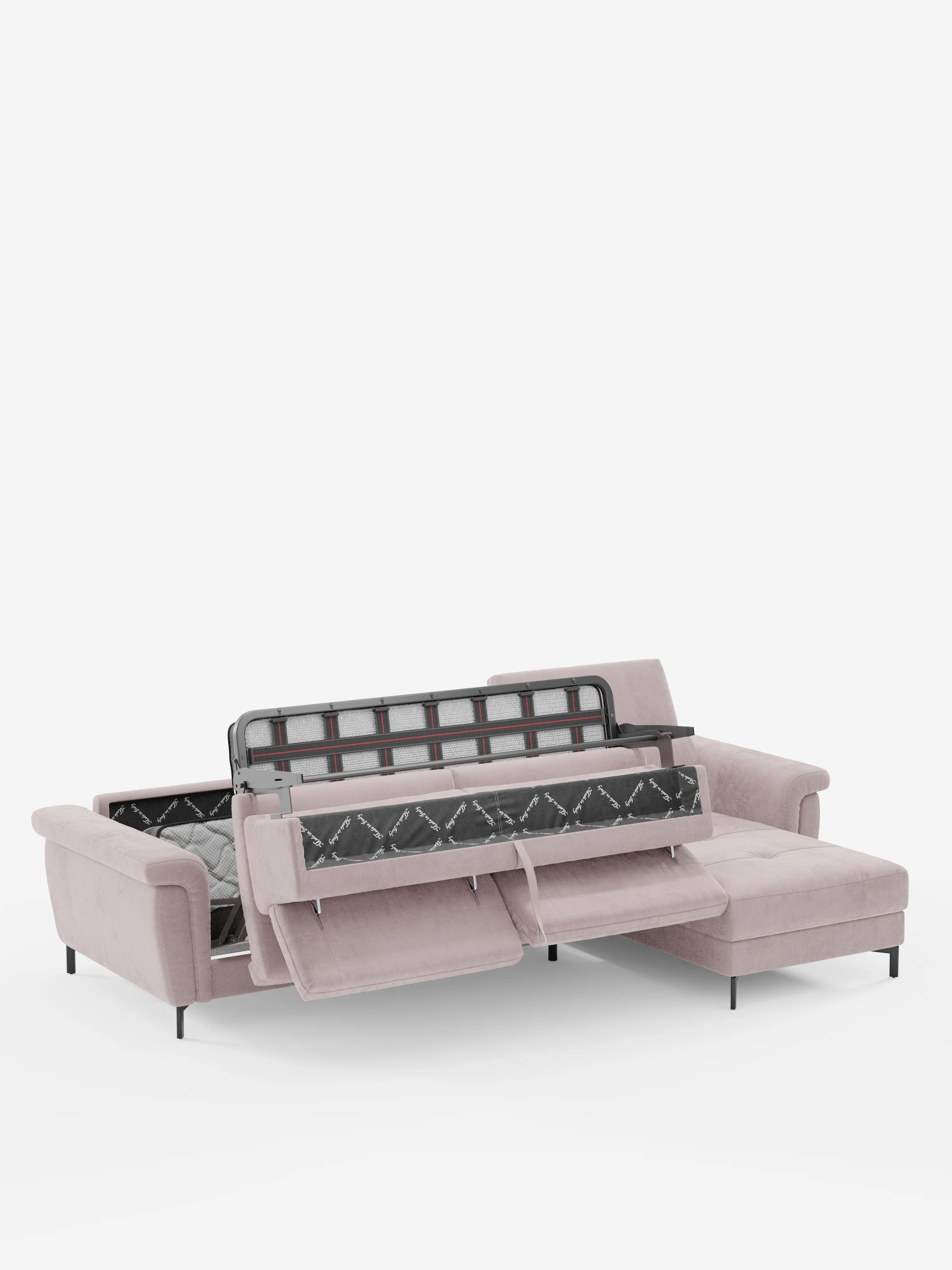 Capri sofá cama esquinero con chaise longue con canapé y reposacabezas reclinables -en tejido antimanchas elegante T30