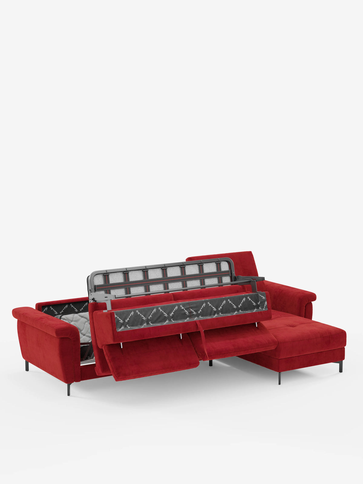 Capri sofá cama esquinero con chaise longue con canapé y reposacabezas reclinables -en tejido antimanchas elegante T30