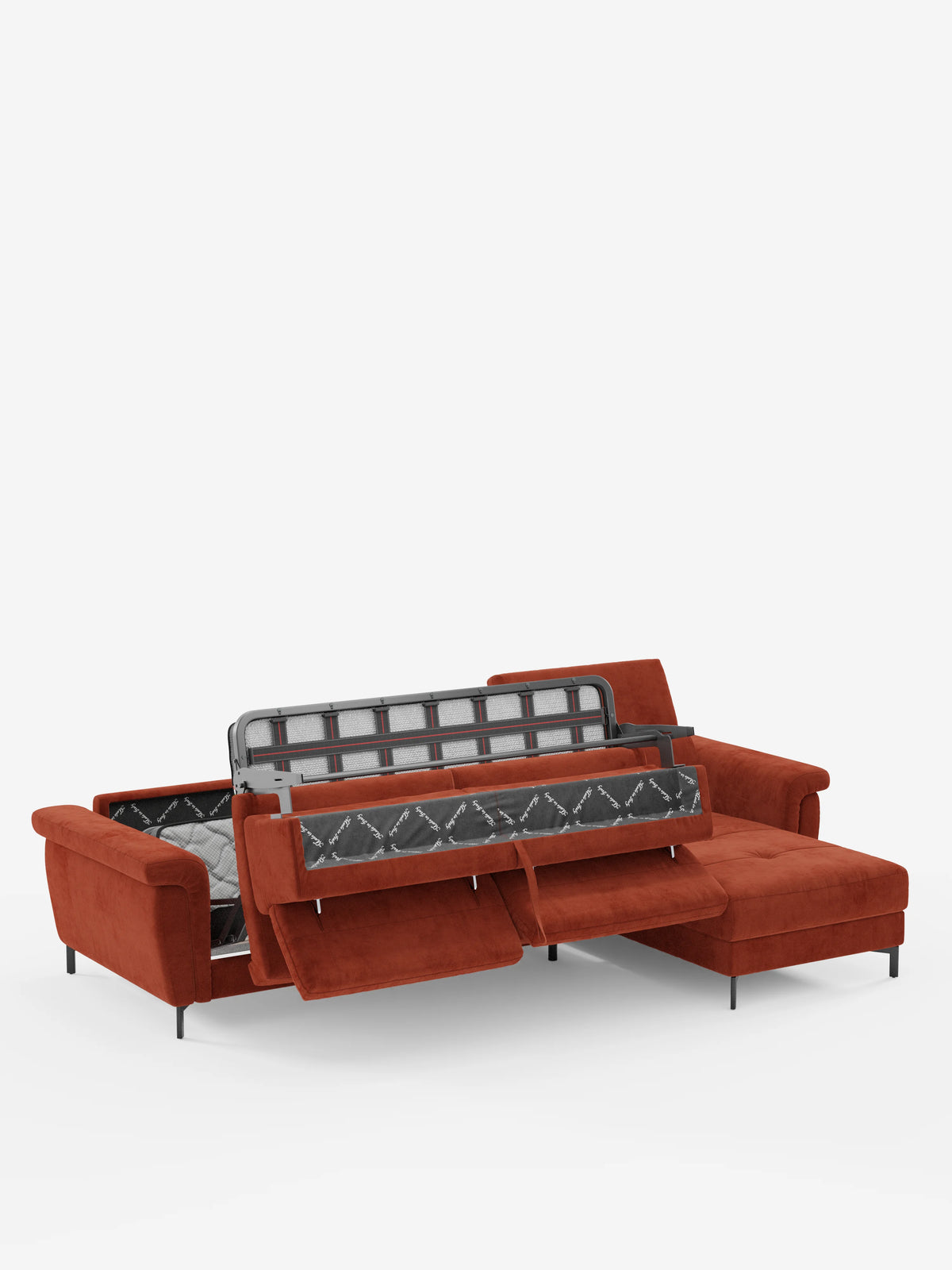 Capri sofá cama esquinero con chaise longue con canapé y reposacabezas reclinables -en tejido antimanchas elegante T30