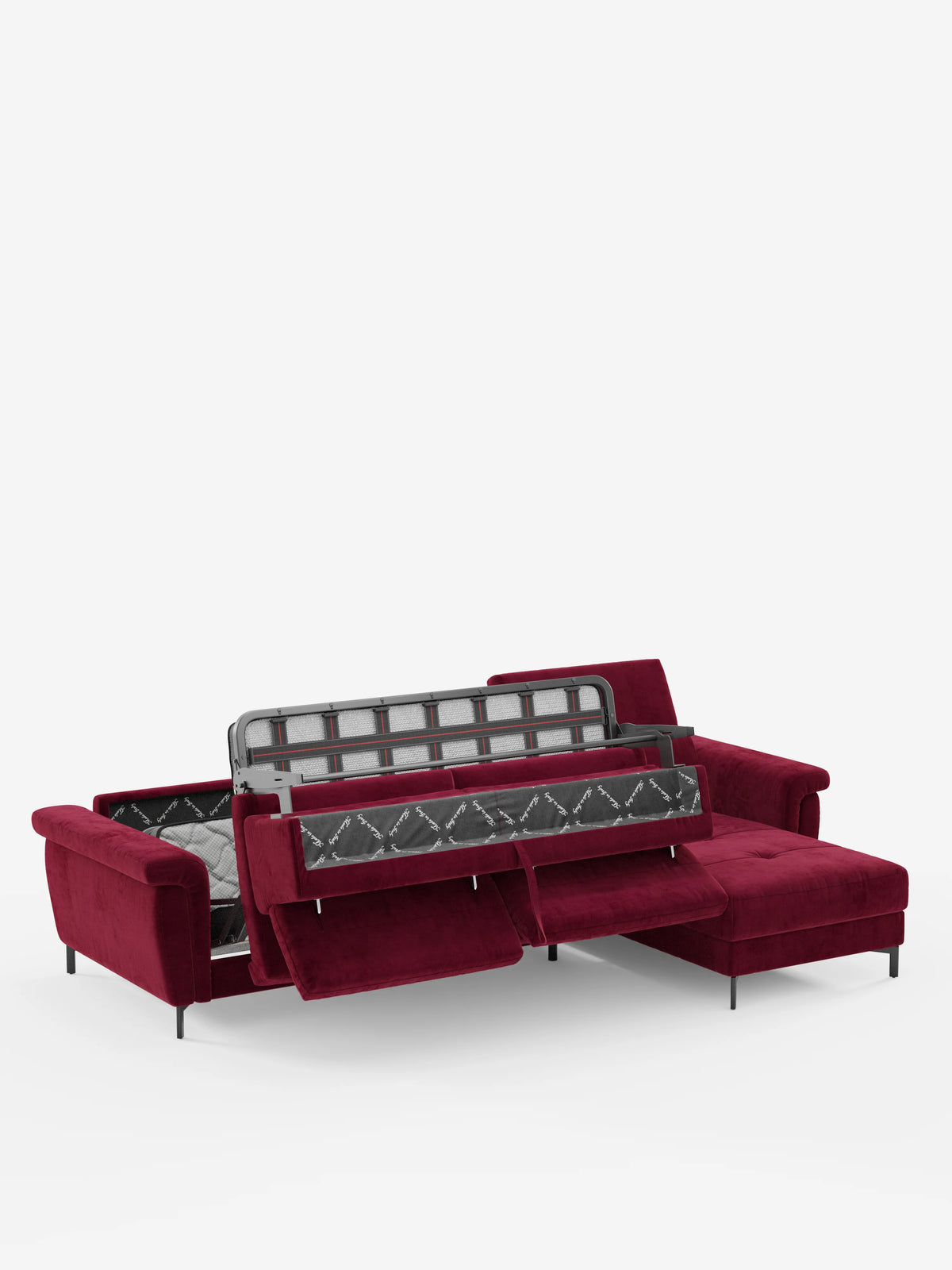 Capri sofá cama esquinero con chaise longue con canapé y reposacabezas reclinables -en tejido antimanchas elegante T30
