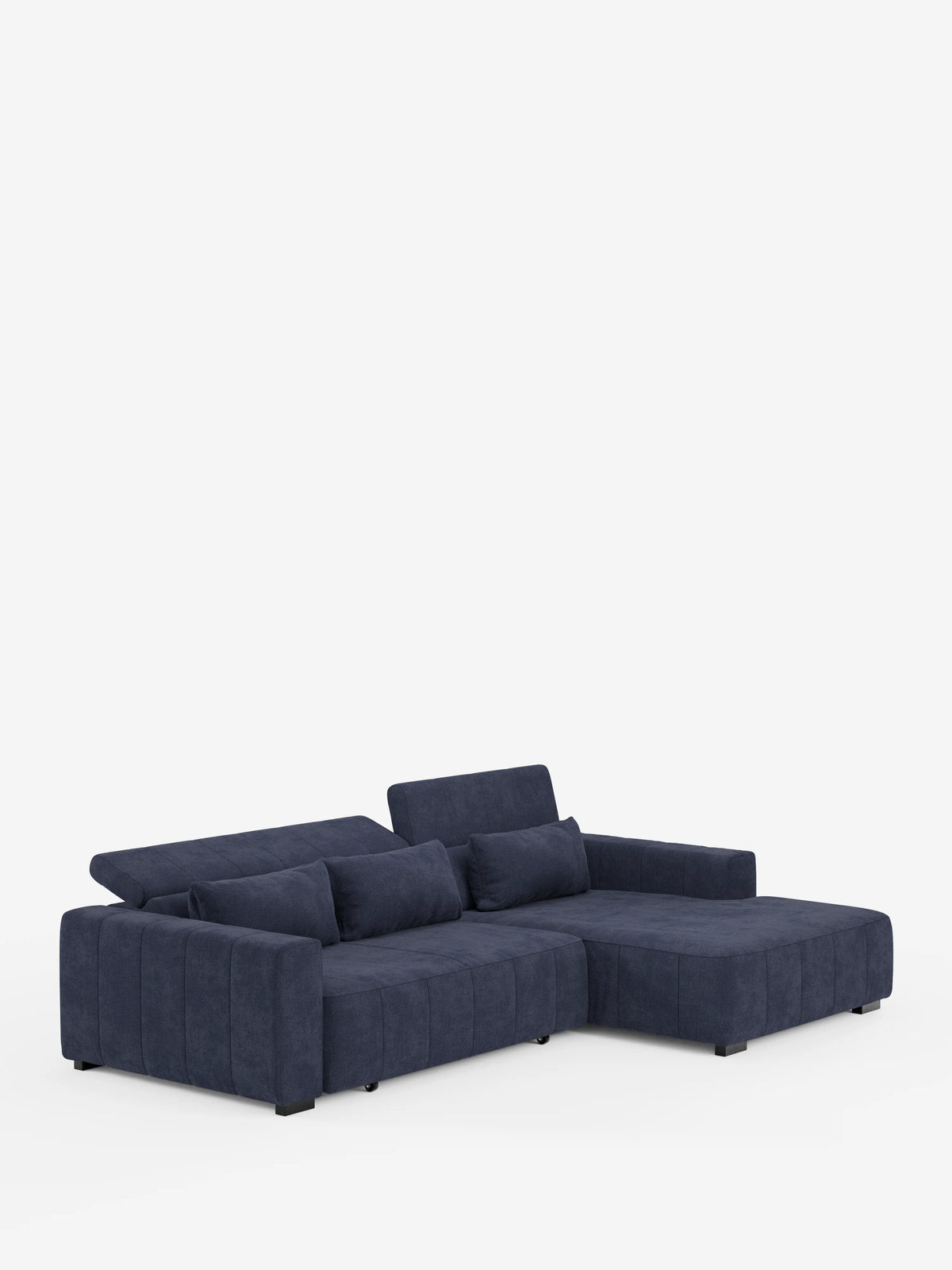 Doric Sofá esquinero con chaise longue y asientos extensibles con relax eléctrico - reposacabezas reclinables en tejido antimanchas T23
