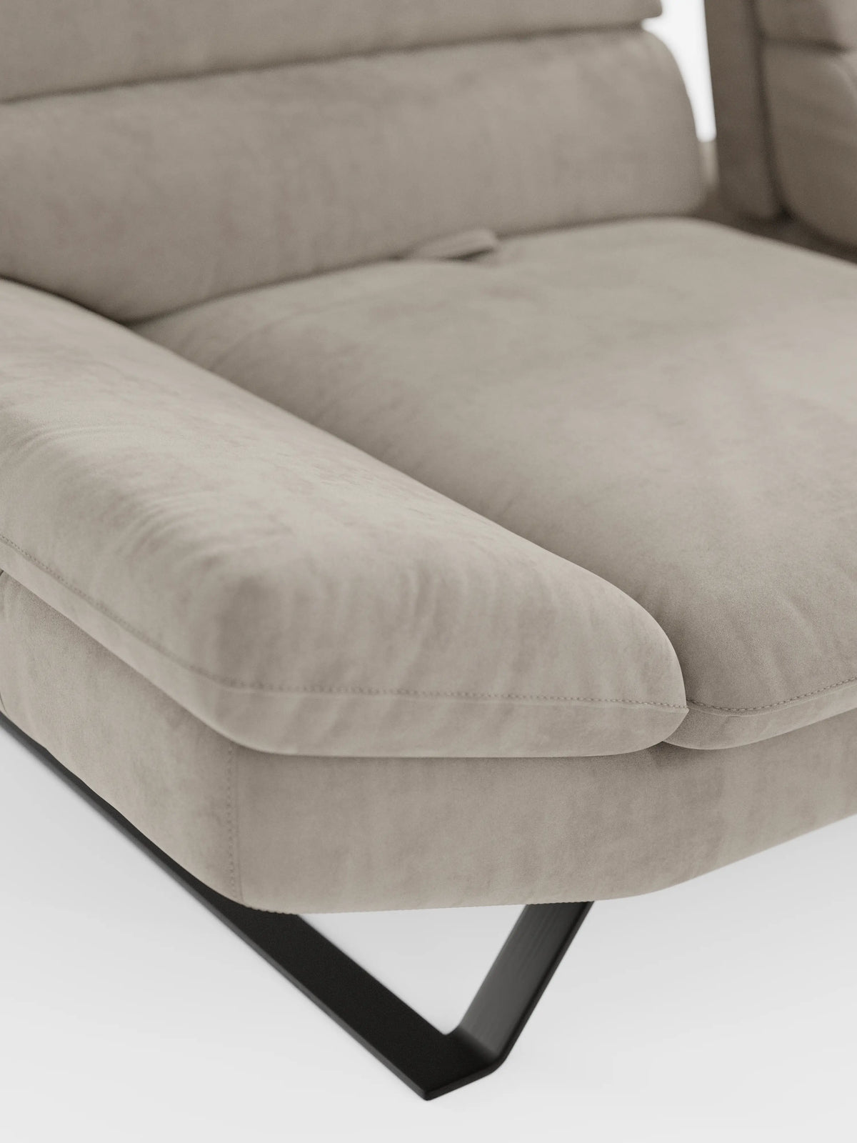 Eclipse corner sofa with chaise longue and sliding backrests in stain-resistant technical microfiber T11