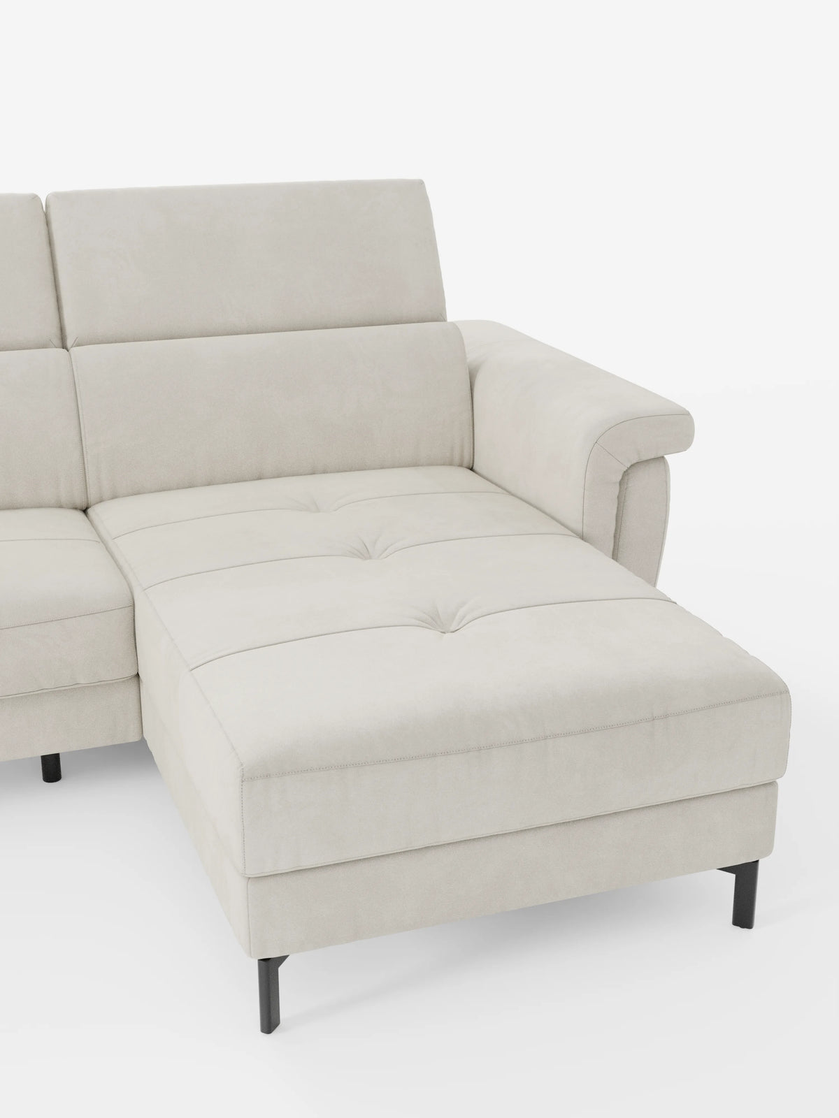 Capri sofá cama esquinero con chaise longue con canapé y reposacabezas reclinables -en tejido antimanchas elegante T30