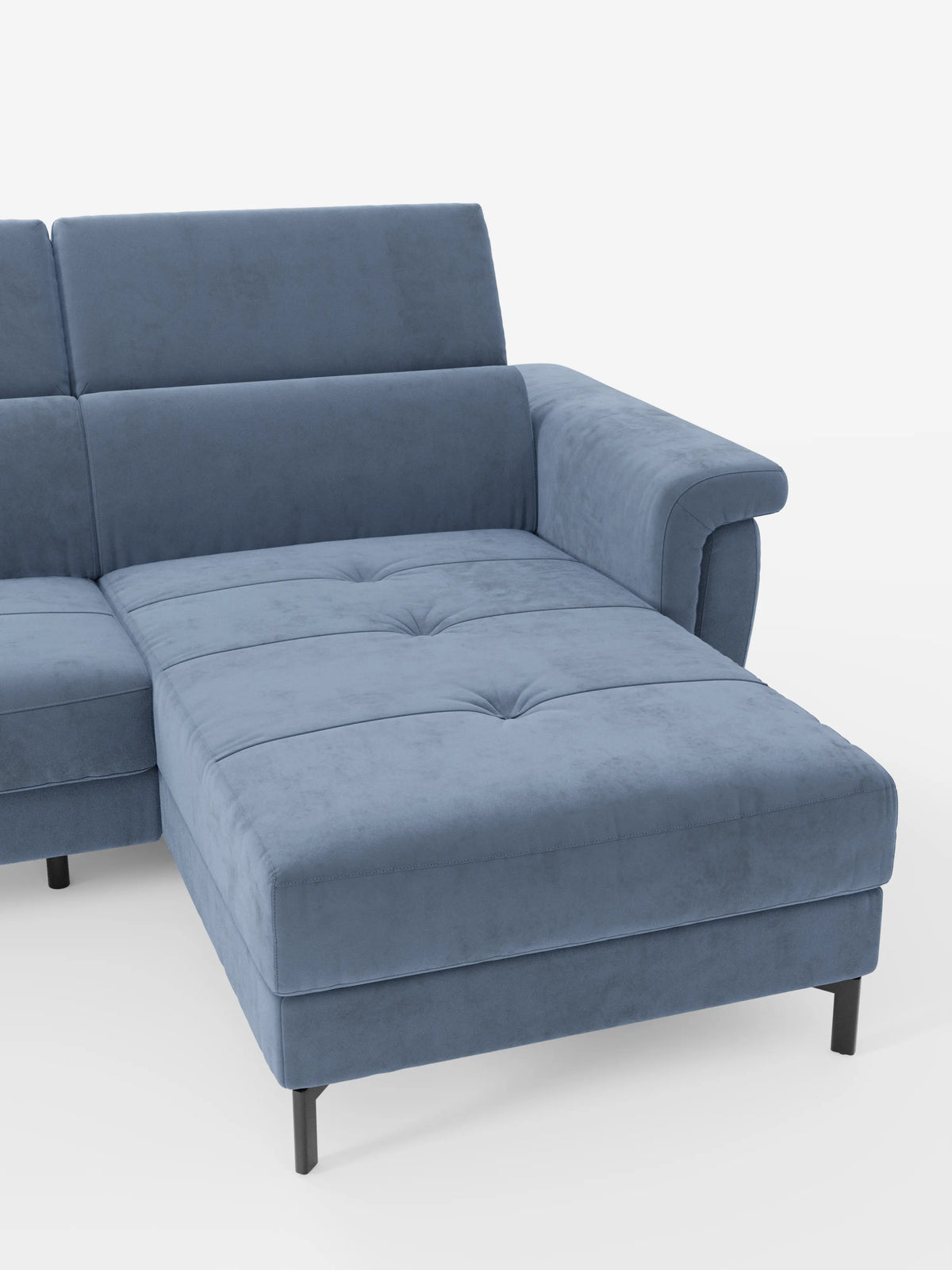 Capri sofá cama esquinero con chaise longue con canapé y reposacabezas reclinables -en tejido antimanchas elegante T30