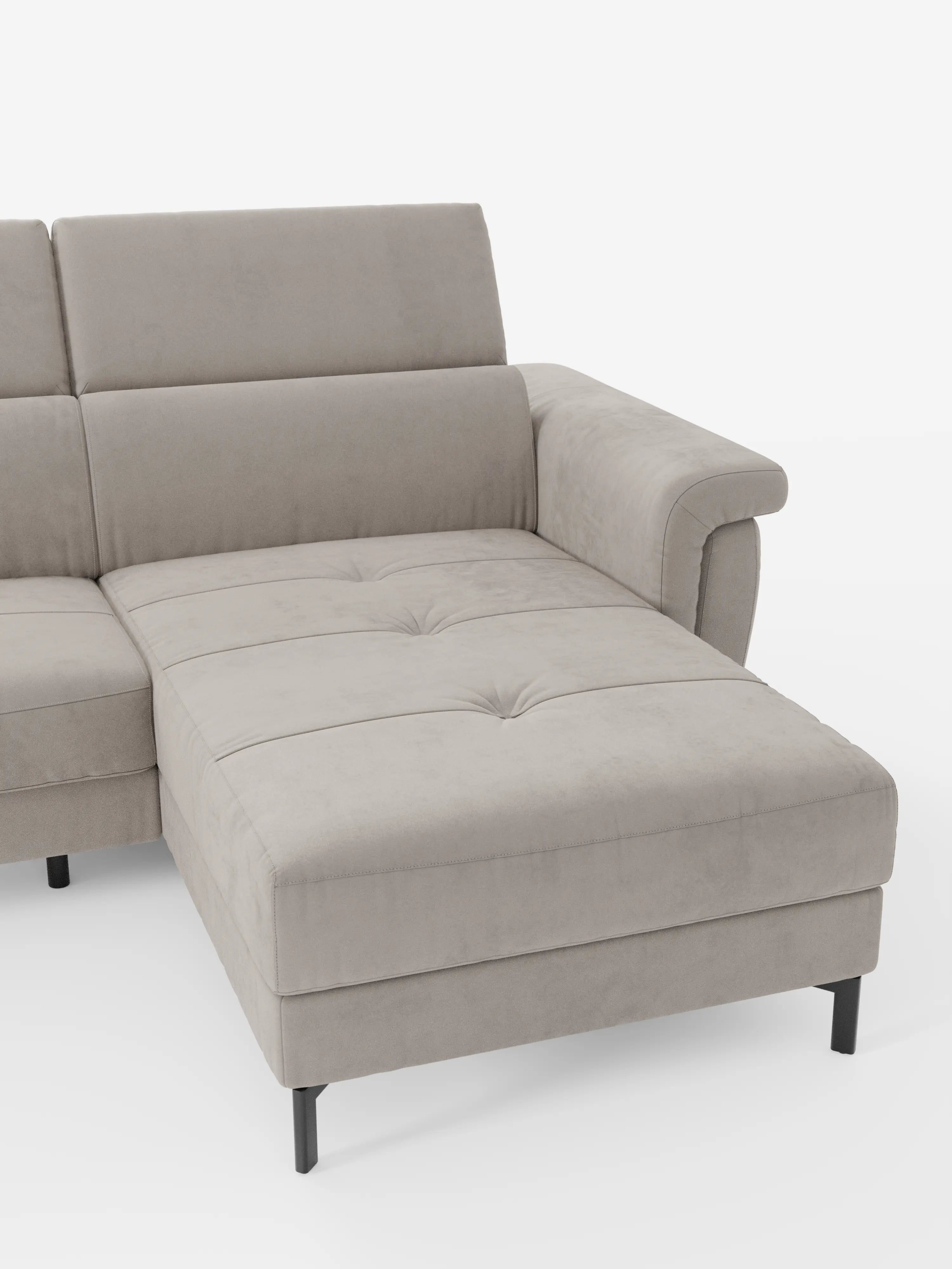 Capri sofá cama esquinero con chaise longue con canapé y reposacabezas reclinables -en tejido antimanchas elegante T30