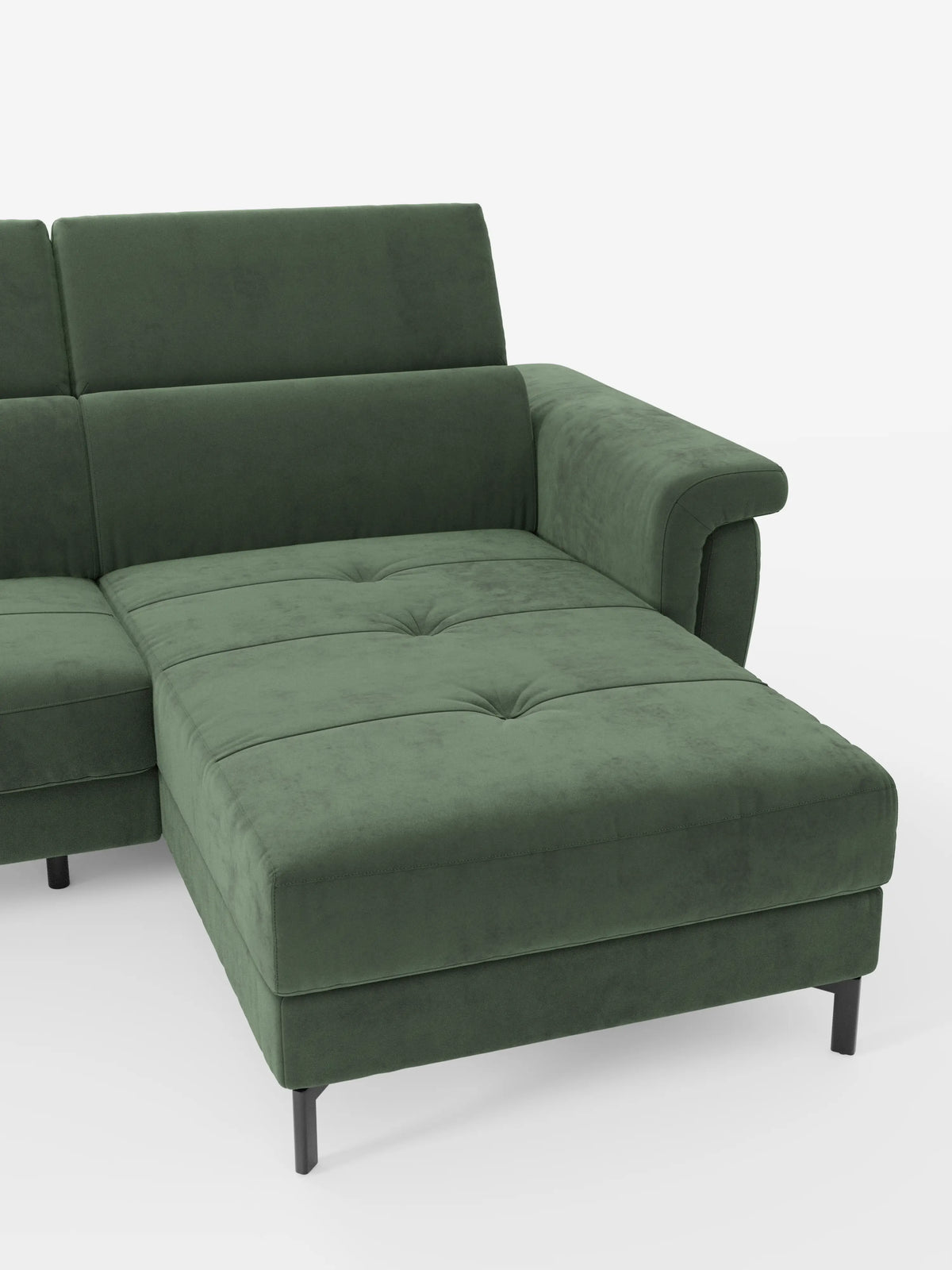 Capri sofá cama esquinero con chaise longue con canapé y reposacabezas reclinables -en tejido antimanchas elegante T30