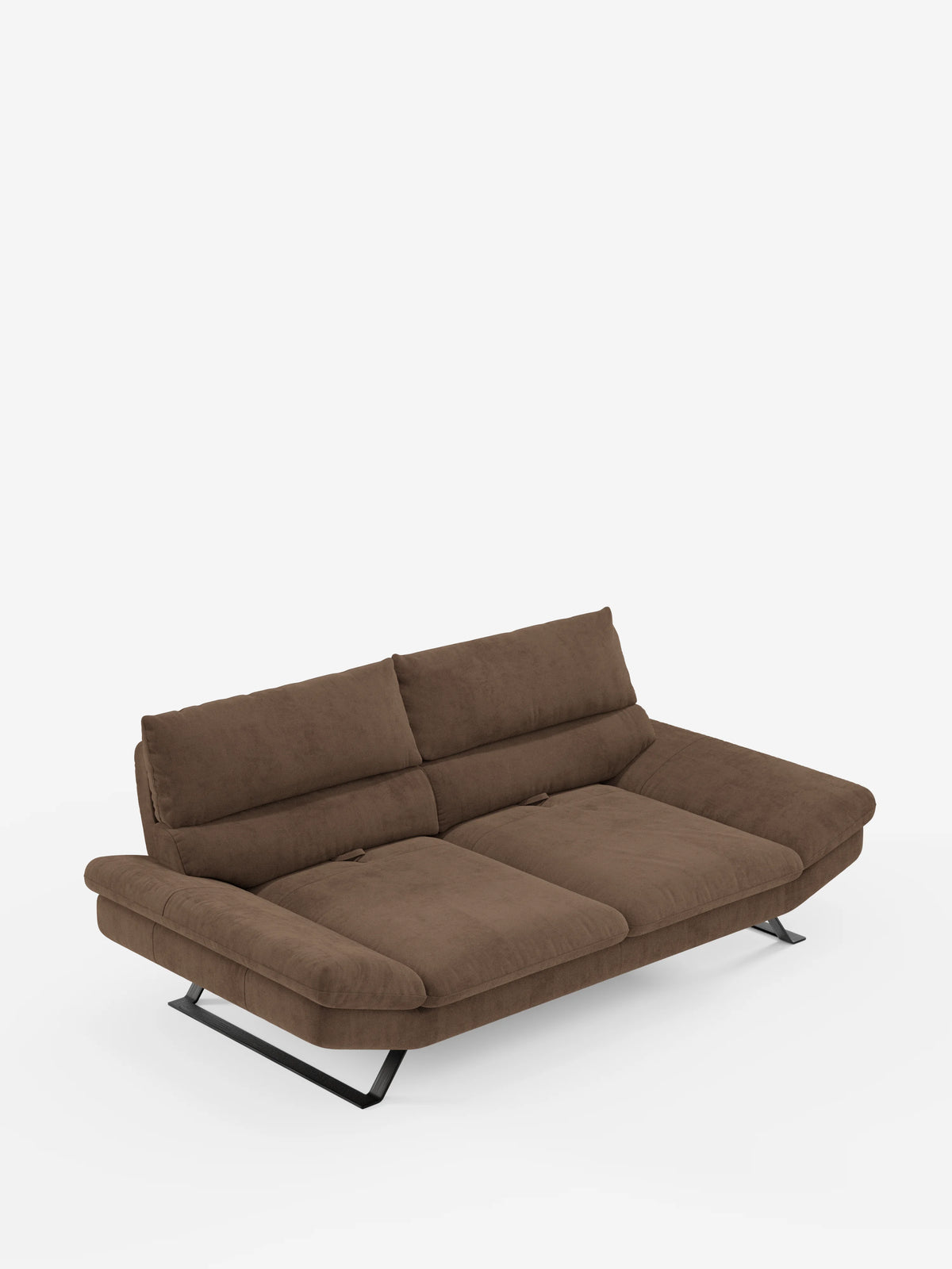 Vi presentiamo Eclipse, il moderno divano a 2 o 3 posti di divitt.sbs, caratterizzato da sedute ampie e schienali inclinati con schienali traslanti per un comfort regolabile. Rivestito in elegante microfibra T11 resistente alle macchie e sostenuto da sottili gambe in metallo nero, questo divano contemporaneo vanta un design minimalista e dal profilo ribassato, che risalta su uno sfondo bianco a tinta unita.