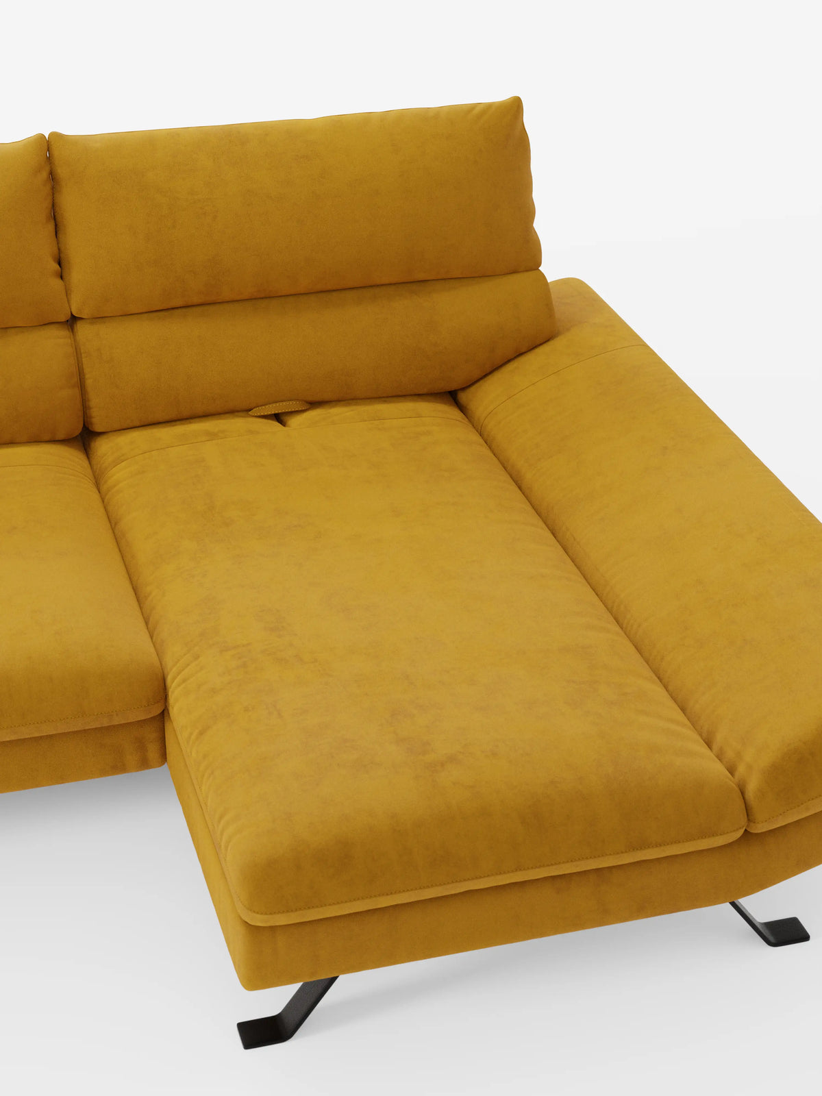 Eclipse corner sofa with chaise longue and sliding backrests in stain-resistant technical microfiber T11