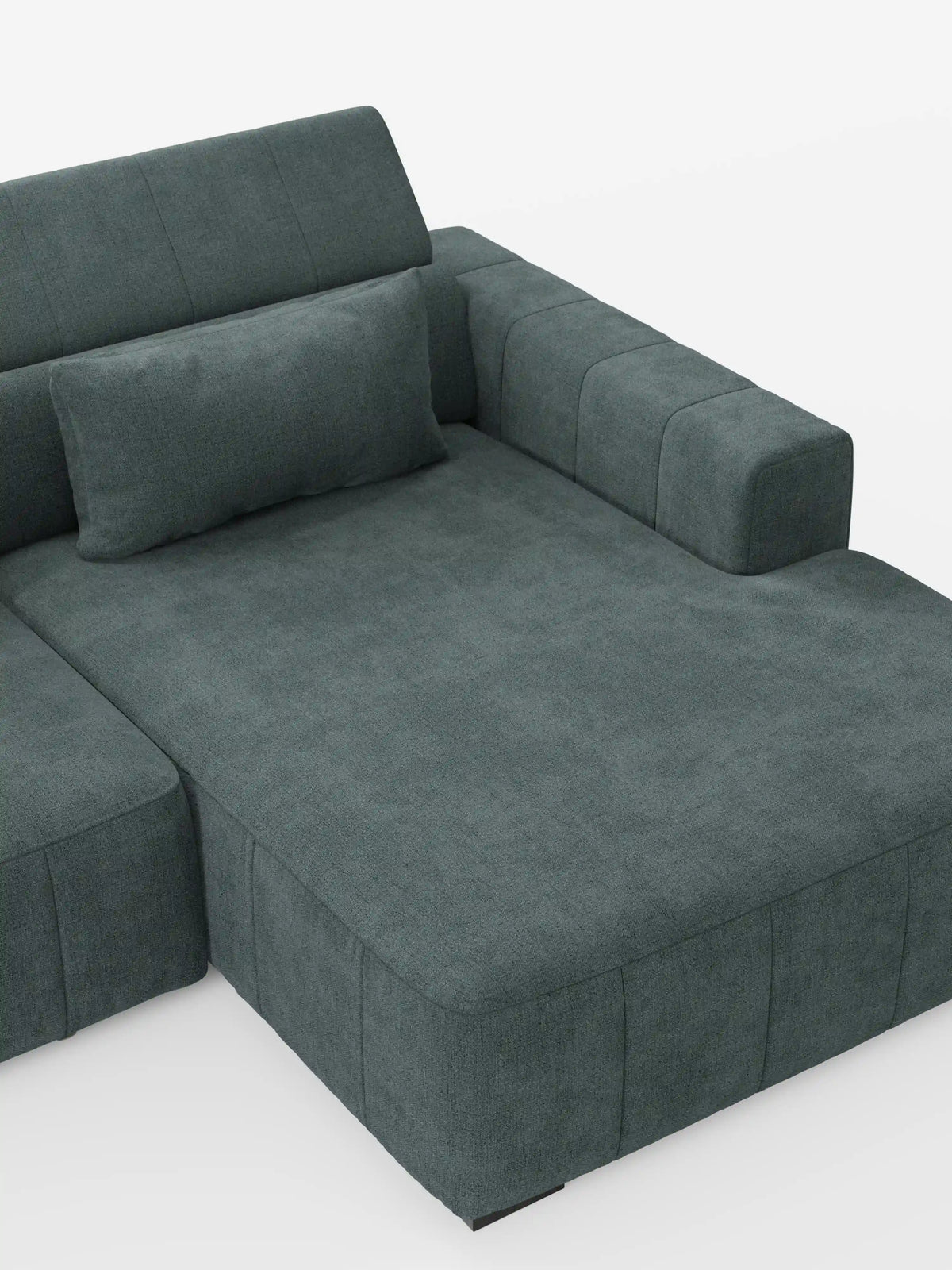 Doric Sofá esquinero con chaise longue y asientos extensibles con relax eléctrico - reposacabezas reclinables en tejido antimanchas T23