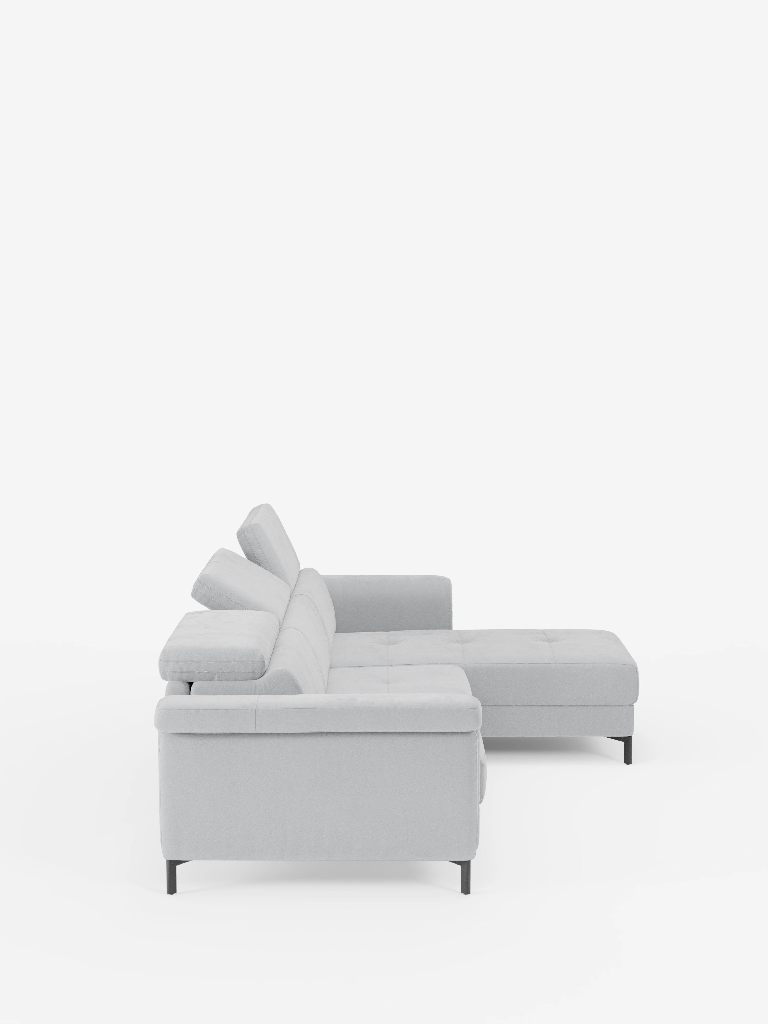 Capri sofá cama esquinero con chaise longue con canapé y reposacabezas reclinables -en tejido antimanchas elegante T30
