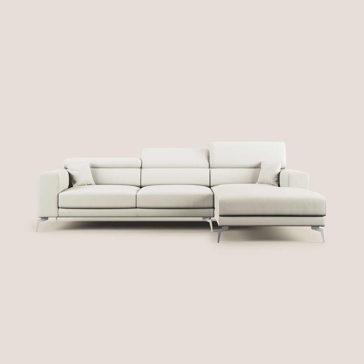 Blade Divano moderno angolare con poggiatesta reclinabili in Ecopelle T04 bianco - divitt.sbs