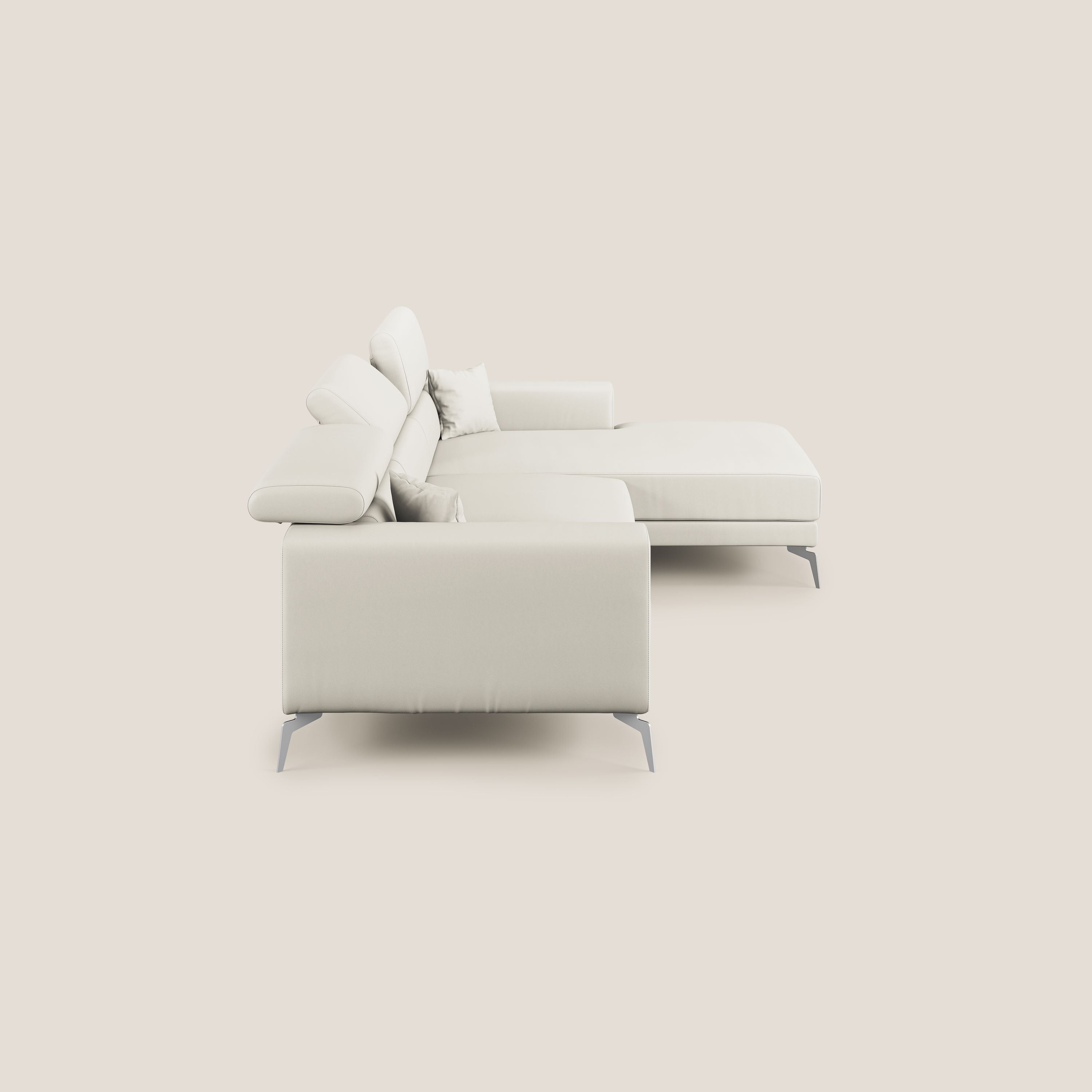 Blade Divano moderno angolare con poggiatesta reclinabili in Ecopelle T04 bianco - divitt.sbs