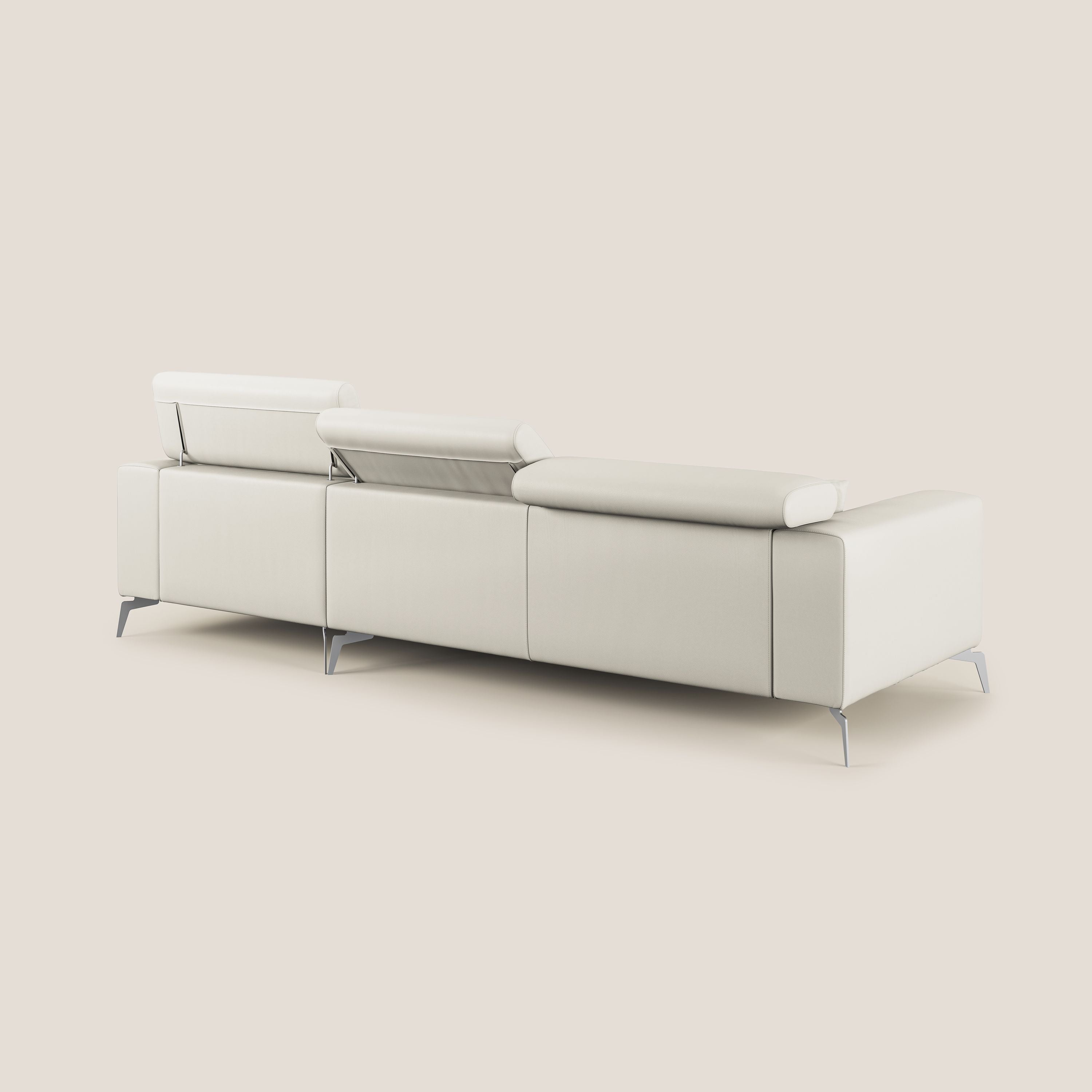 Blade Divano moderno angolare con poggiatesta reclinabili in Ecopelle T04 bianco - divitt.sbs