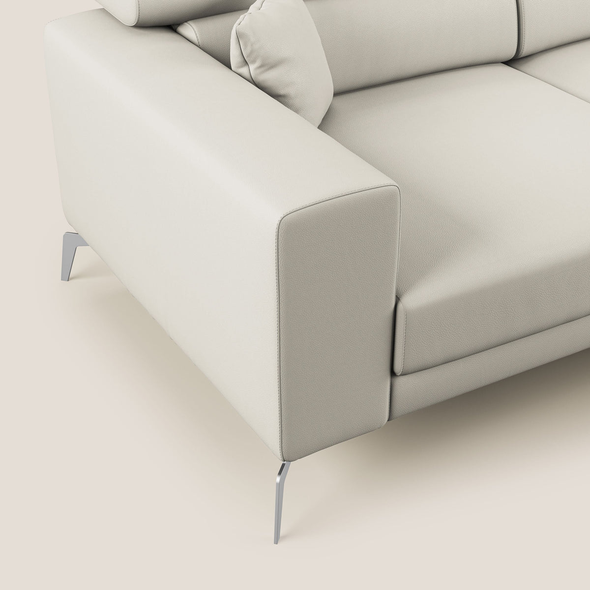 Blade Divano moderno angolare con poggiatesta reclinabili in Ecopelle T04 bianco - divitt.sbs