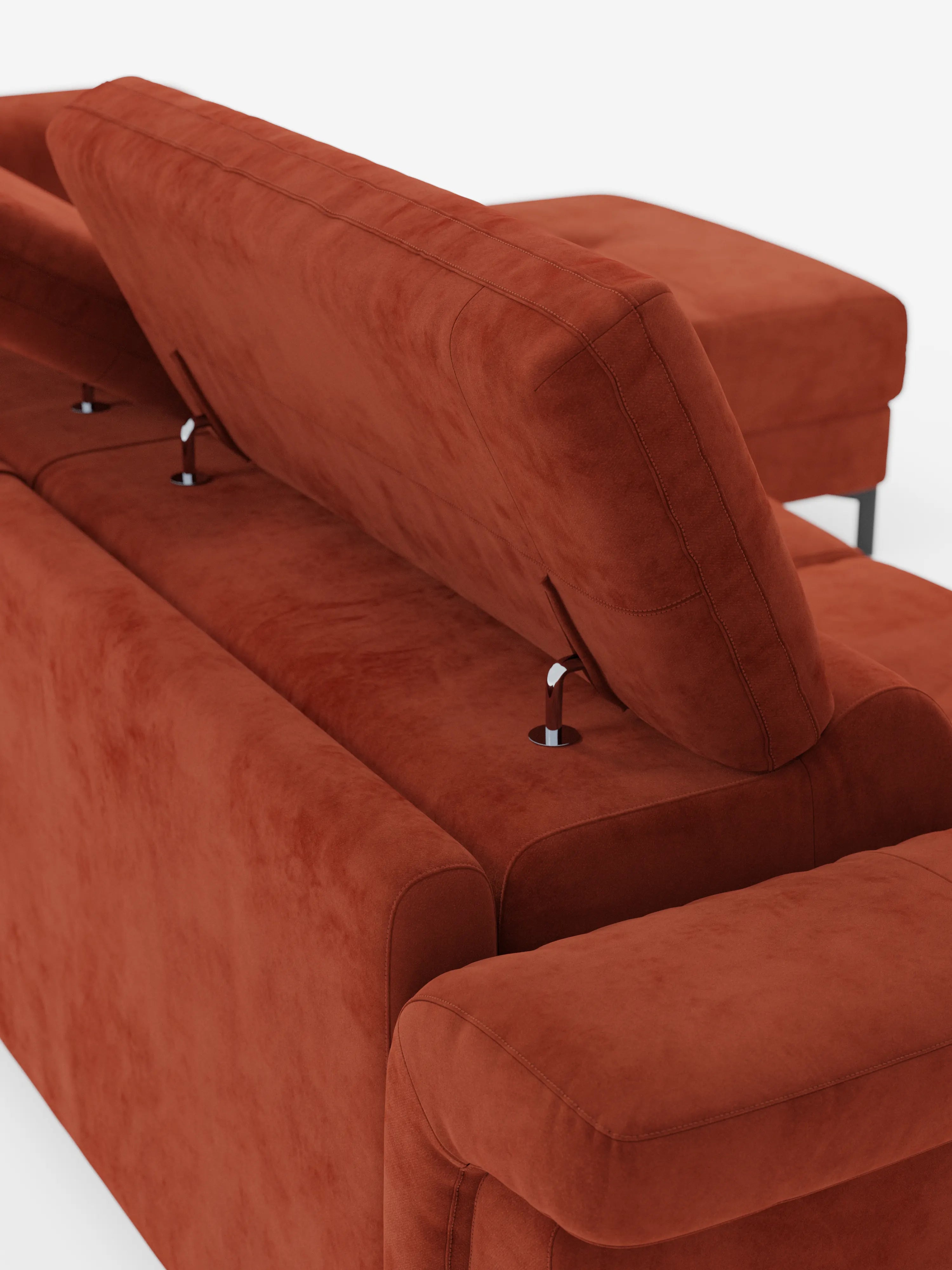 Capri sofá cama esquinero con chaise longue con canapé y reposacabezas reclinables -en tejido antimanchas elegante T30