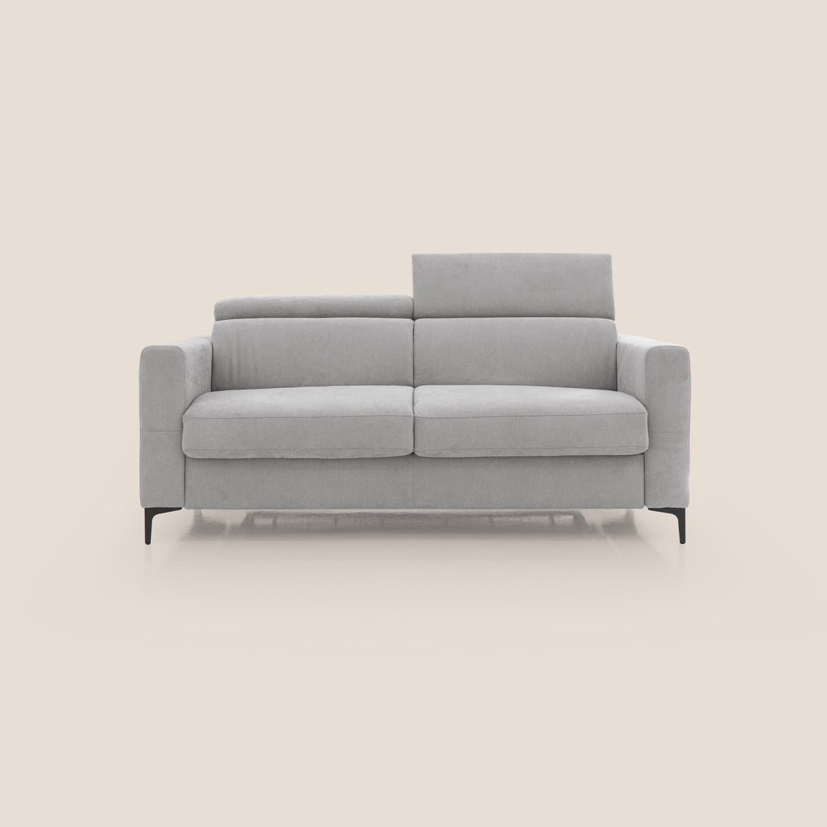 Gardenia divano letto materasso alto 18 cm con poggiatesta reclinabili e rivestimento impermeabile T02 grigio chiaro - divitt.sbs