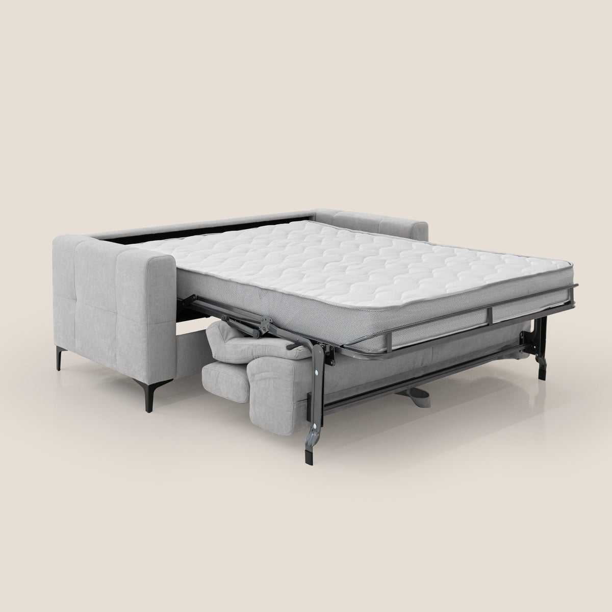 Gardenia divano letto materasso alto 18 cm con poggiatesta reclinabili e rivestimento impermeabile T02 grigio chiaro - divitt.sbs