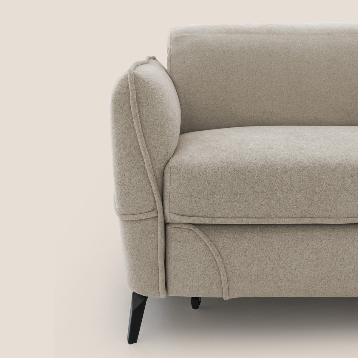 Bloom Divano con poggiapiedi estraibile piedini alti e poggiatesta reclinabili in tessuto bouclé impermeabile T07 beige - divitt.sbs