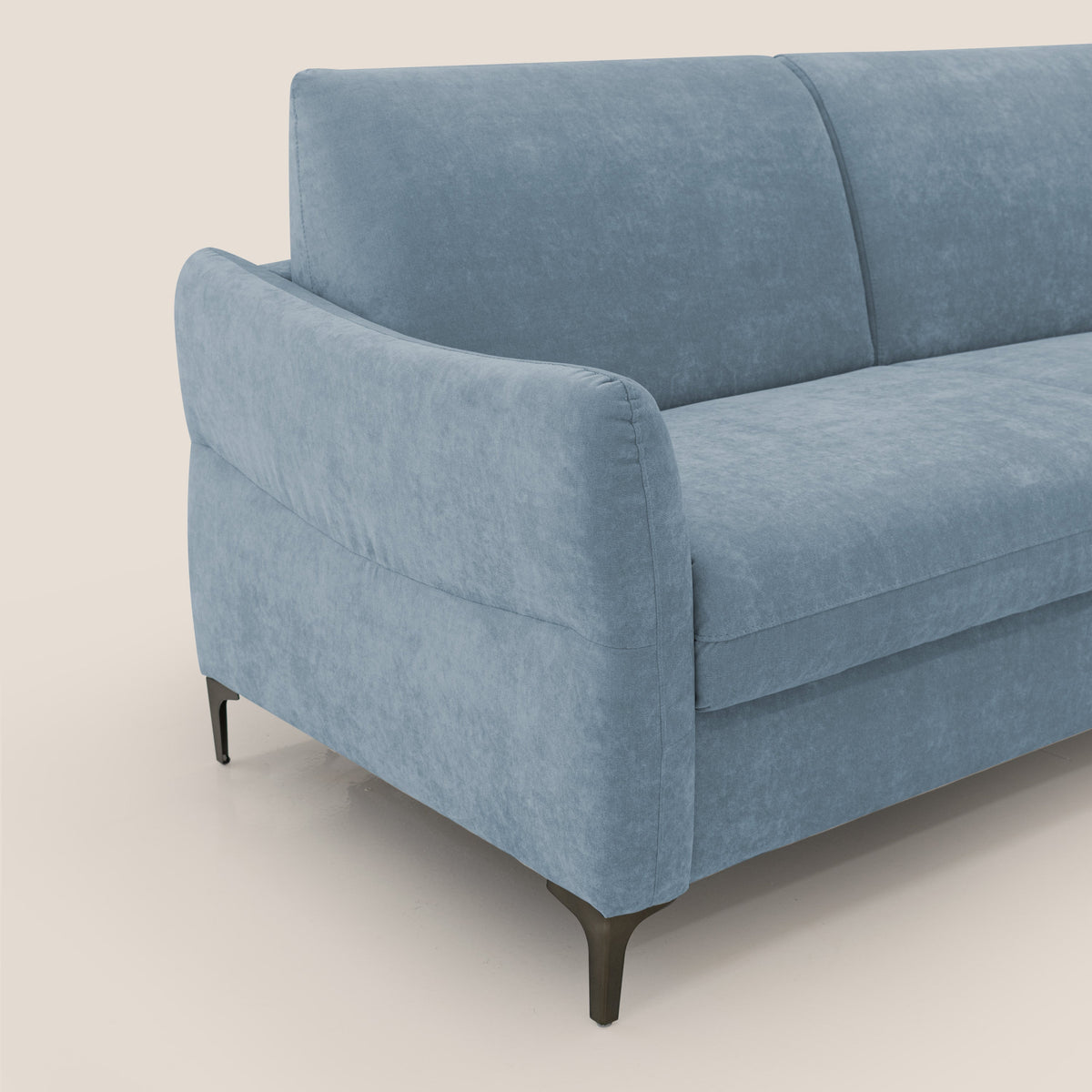 Dalia divano letto con materasso H18 cm e piedi alti in raffinato tessuto smacchiabile T17 carta da zucchero - divitt.sbs