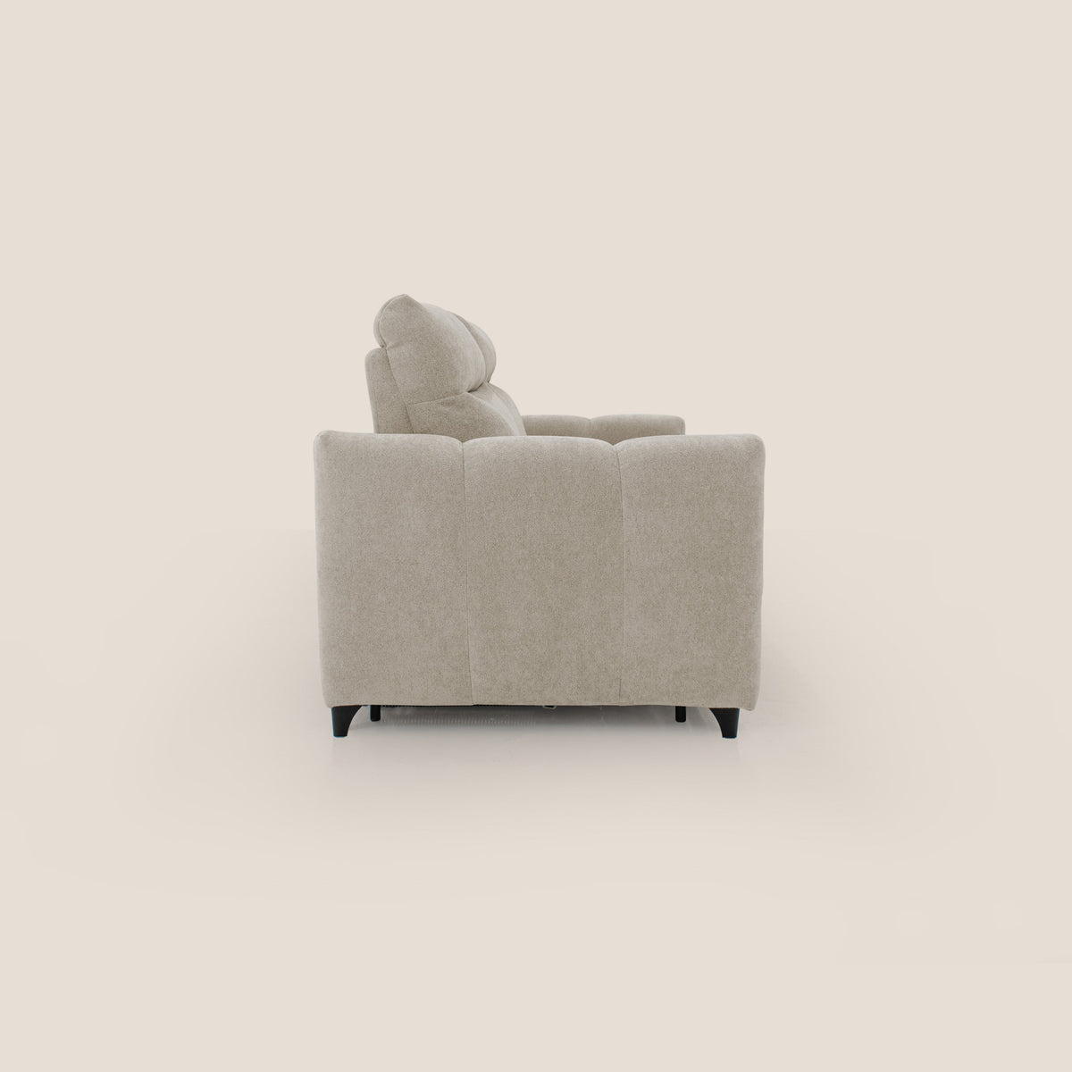 Peonia divano letto scandinavo con materasso H18 cm e morbido e alto schienale in tessuto Bouclé impermeabile T07 beige - divitt.sbs