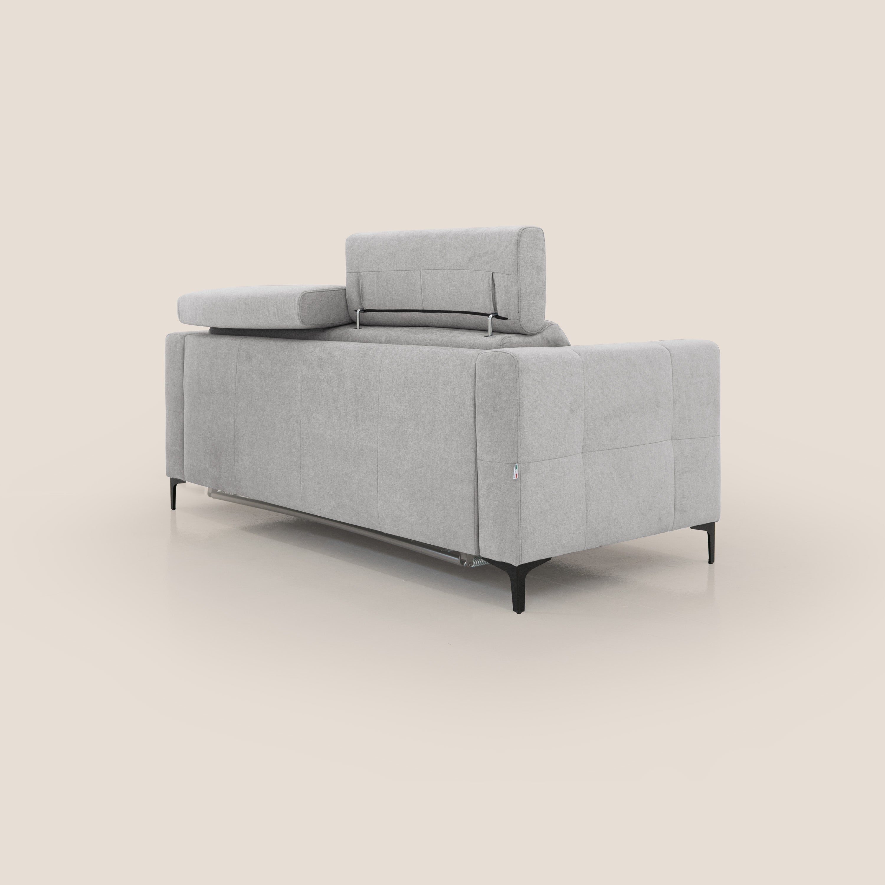 Gardenia divano letto materasso alto 18 cm con poggiatesta reclinabili e rivestimento impermeabile T02 grigio chiaro - divitt.sbs