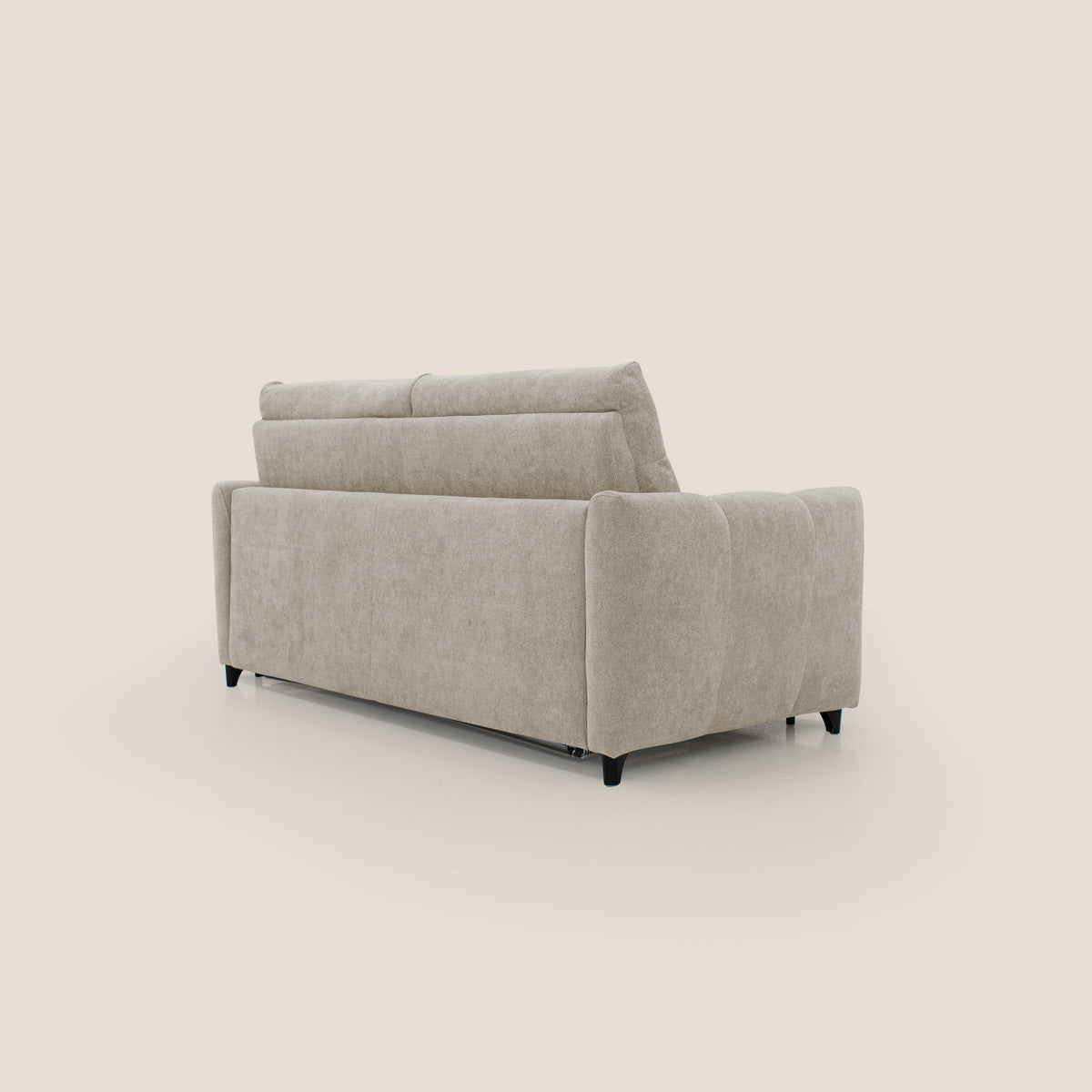 Peonia divano letto scandinavo con materasso H18 cm e morbido e alto schienale in tessuto Bouclé impermeabile T07 beige - divitt.sbs