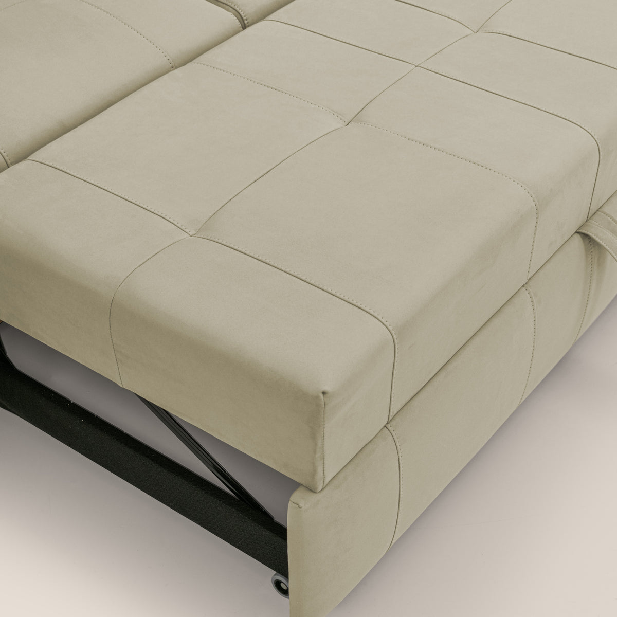 Kronos Divano angolare con poggiapiedi estraibile e pouf contenitore mobile in microfibra impermeabile T11 beige - divitt.sbs