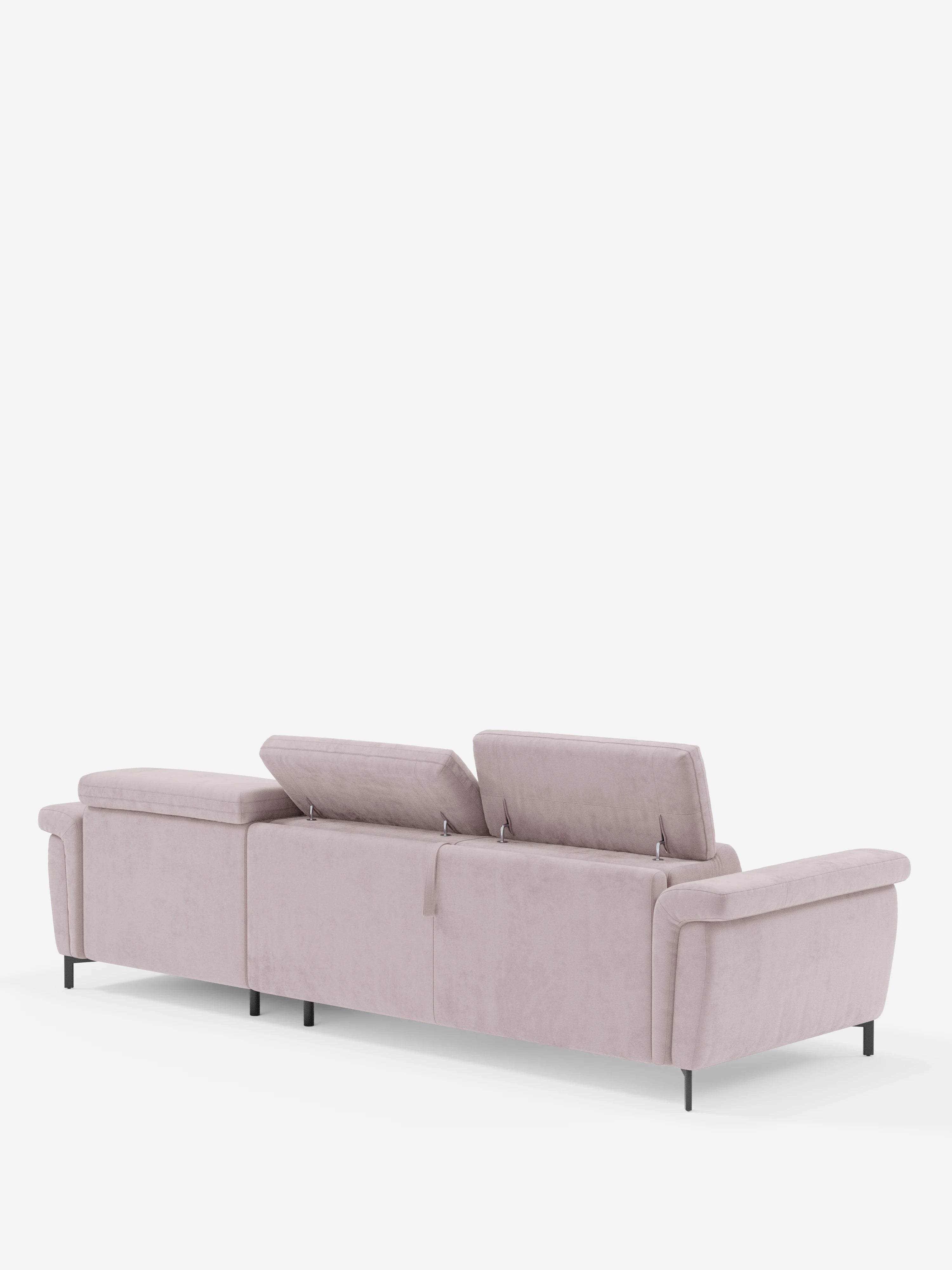 Capri sofá cama esquinero con chaise longue con canapé y reposacabezas reclinables -en tejido antimanchas elegante T30