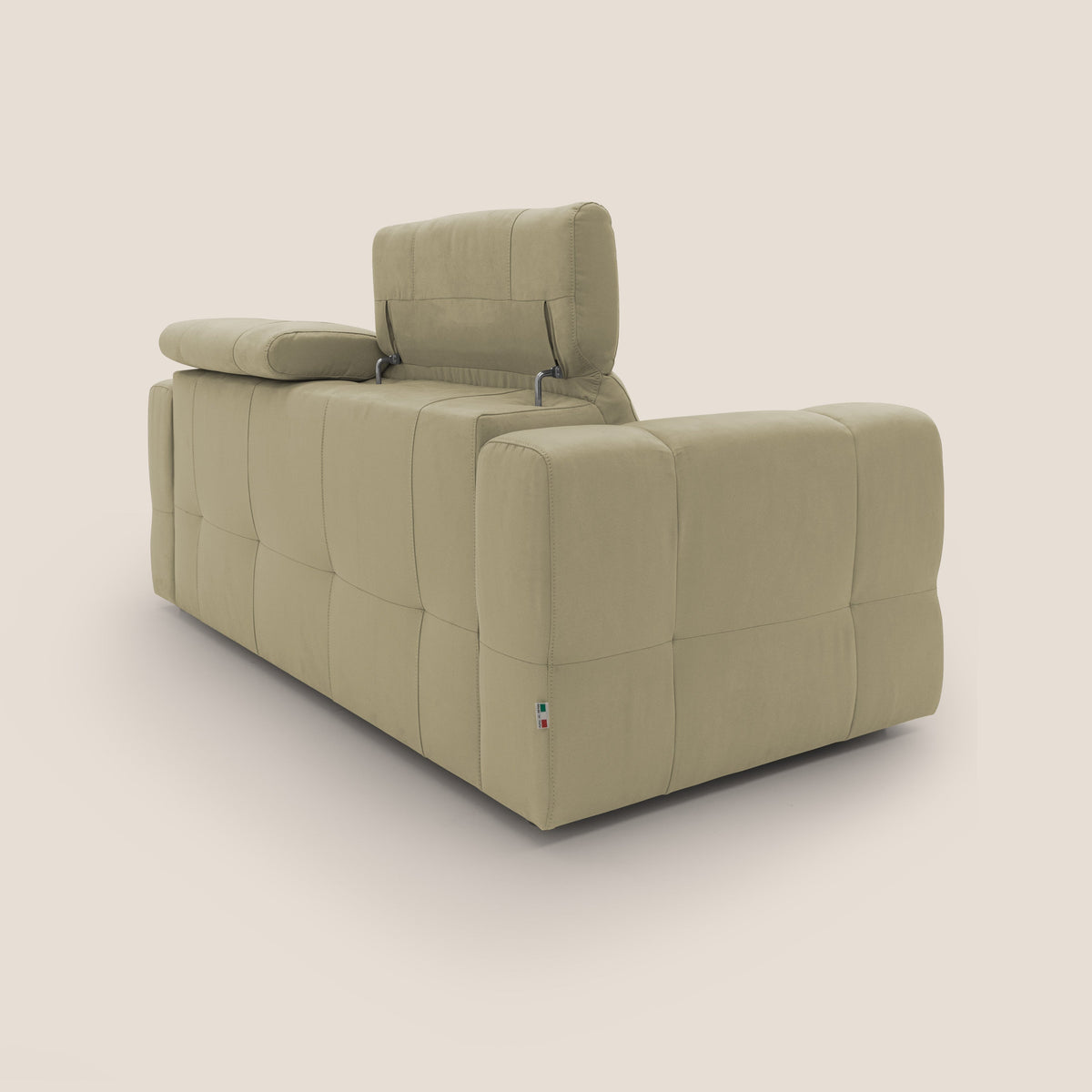 Kronos Divano con pouf estraibile poggiapiedi e poggiatesta reclinabili in morbida microfibra impermeabile T11 beige - divitt.sbs