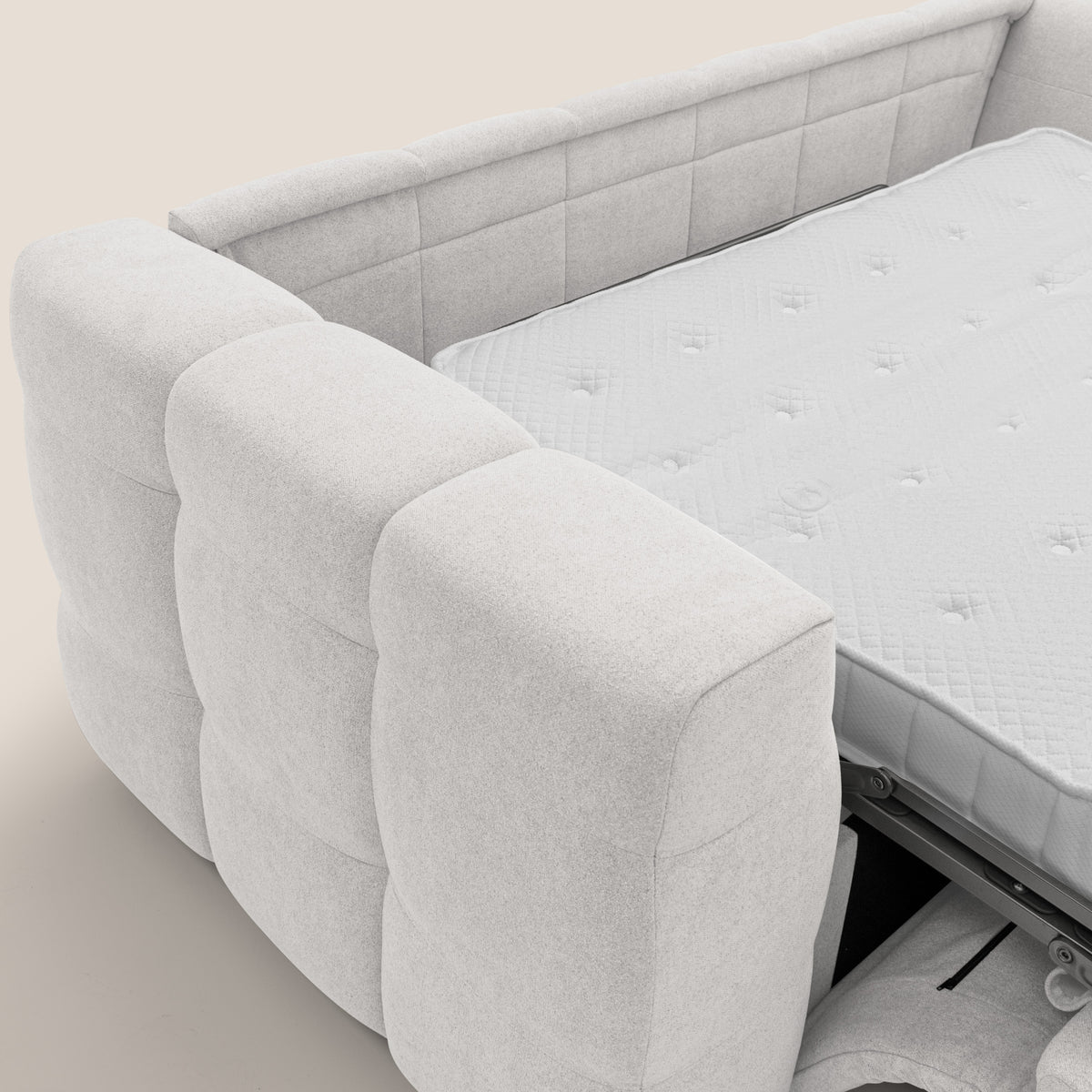 Tender Divano letto matrimoniale dal design innovativo in tessuto bouclet impermeabile T07 bianco - divitt.sbs
