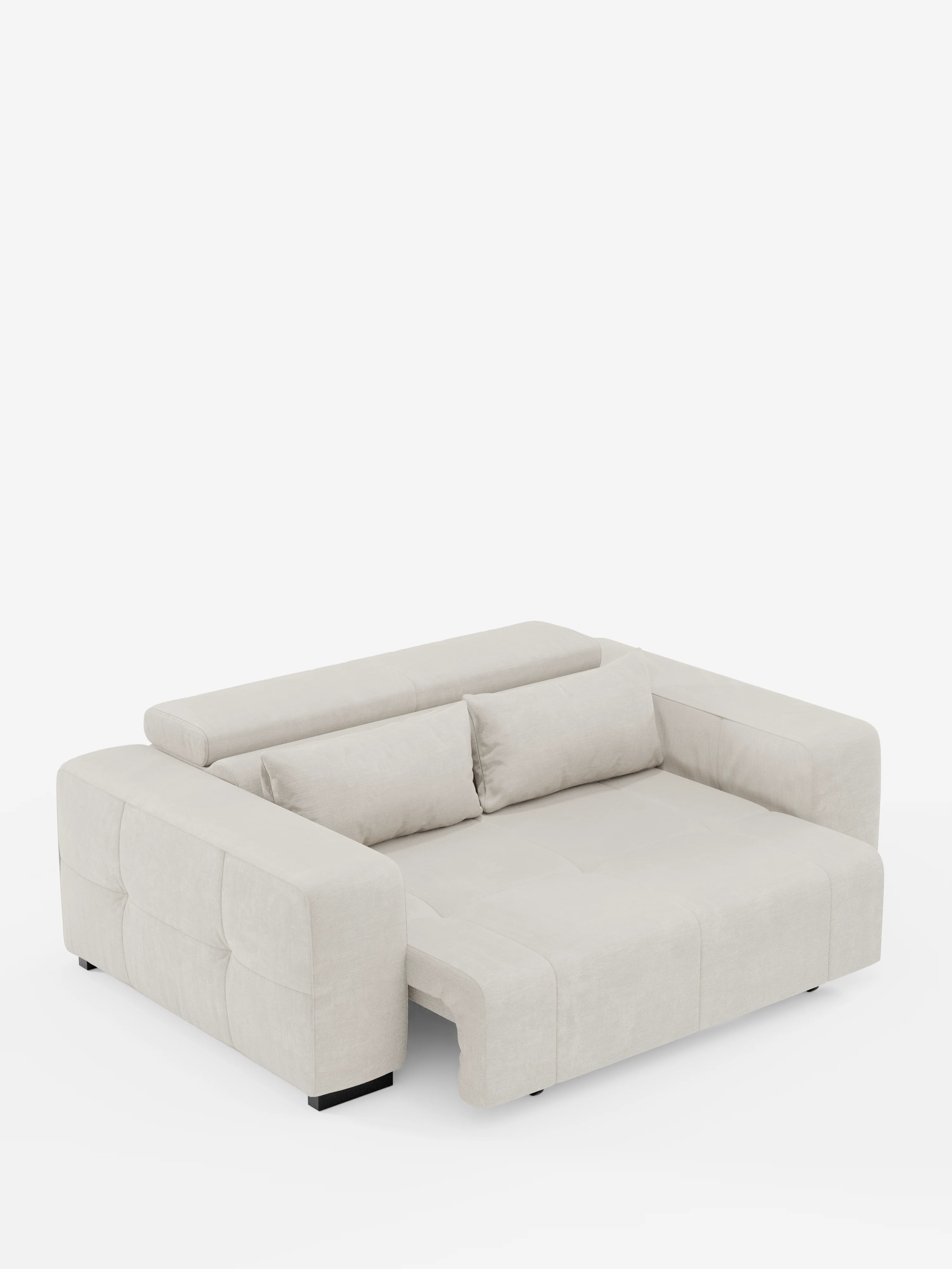 Monarch Sofá con relax eléctrico para alargar los asientos y reposacabezas reclinable en tejido suave antimanchas T31